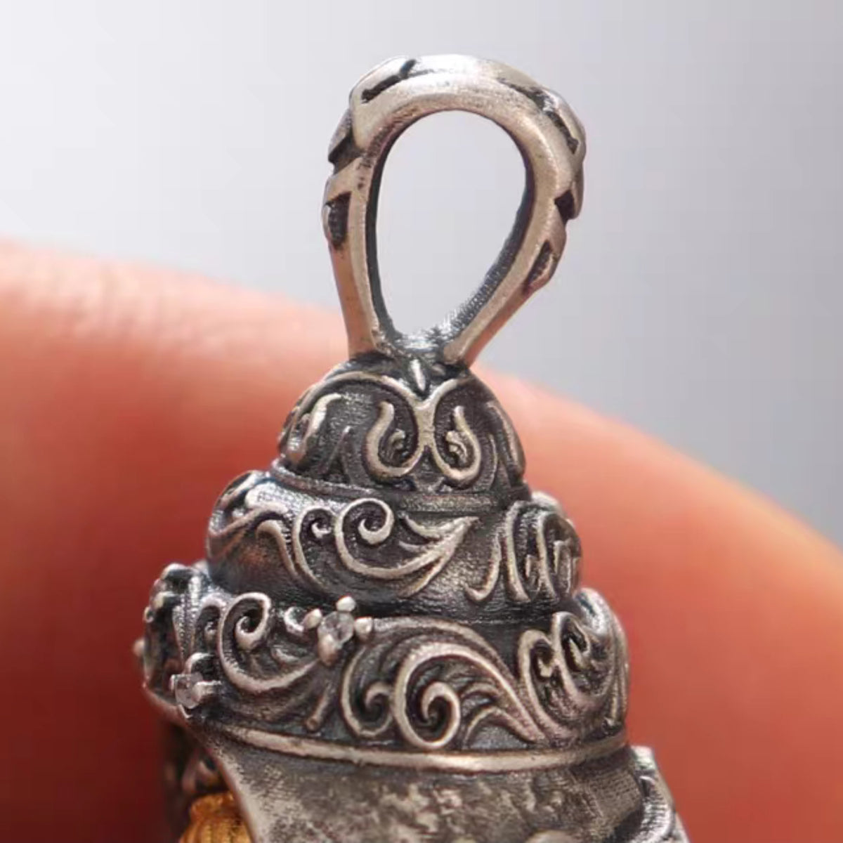 Handcrafted Tibetan 925 Sterling Silver Ganesha Conch Pendant Necklace