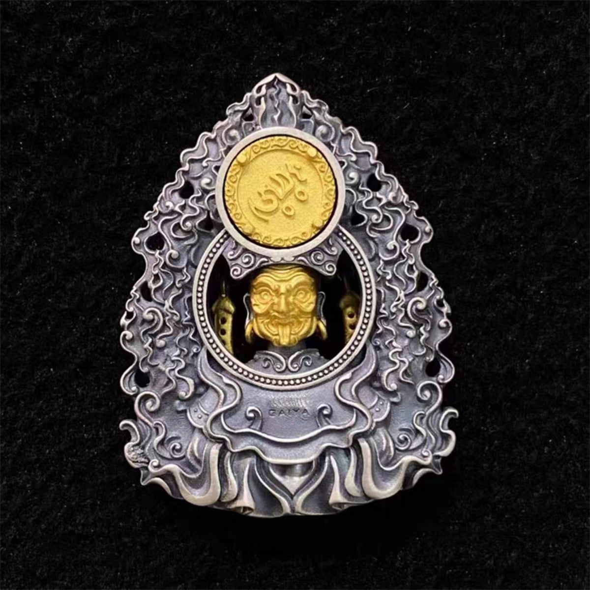 Handcrafted Tibetan Double-Sided Zaki Lhamo Pendant Necklace in 925 Sterling Silver