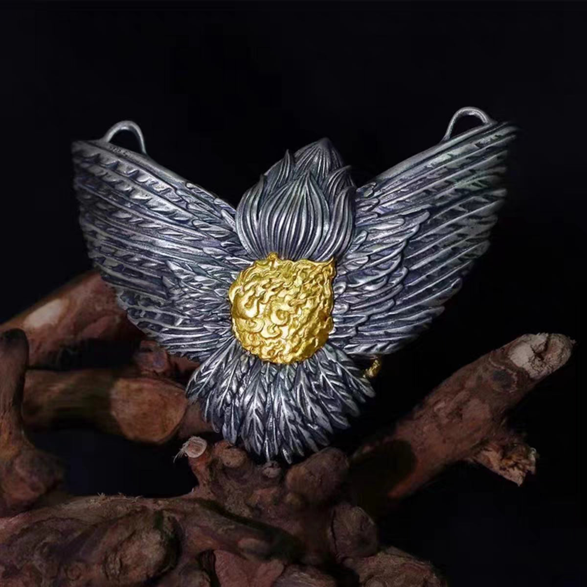 Handcrafted Tibetan Garuda Pendant Necklace in 925 Sterling Silver