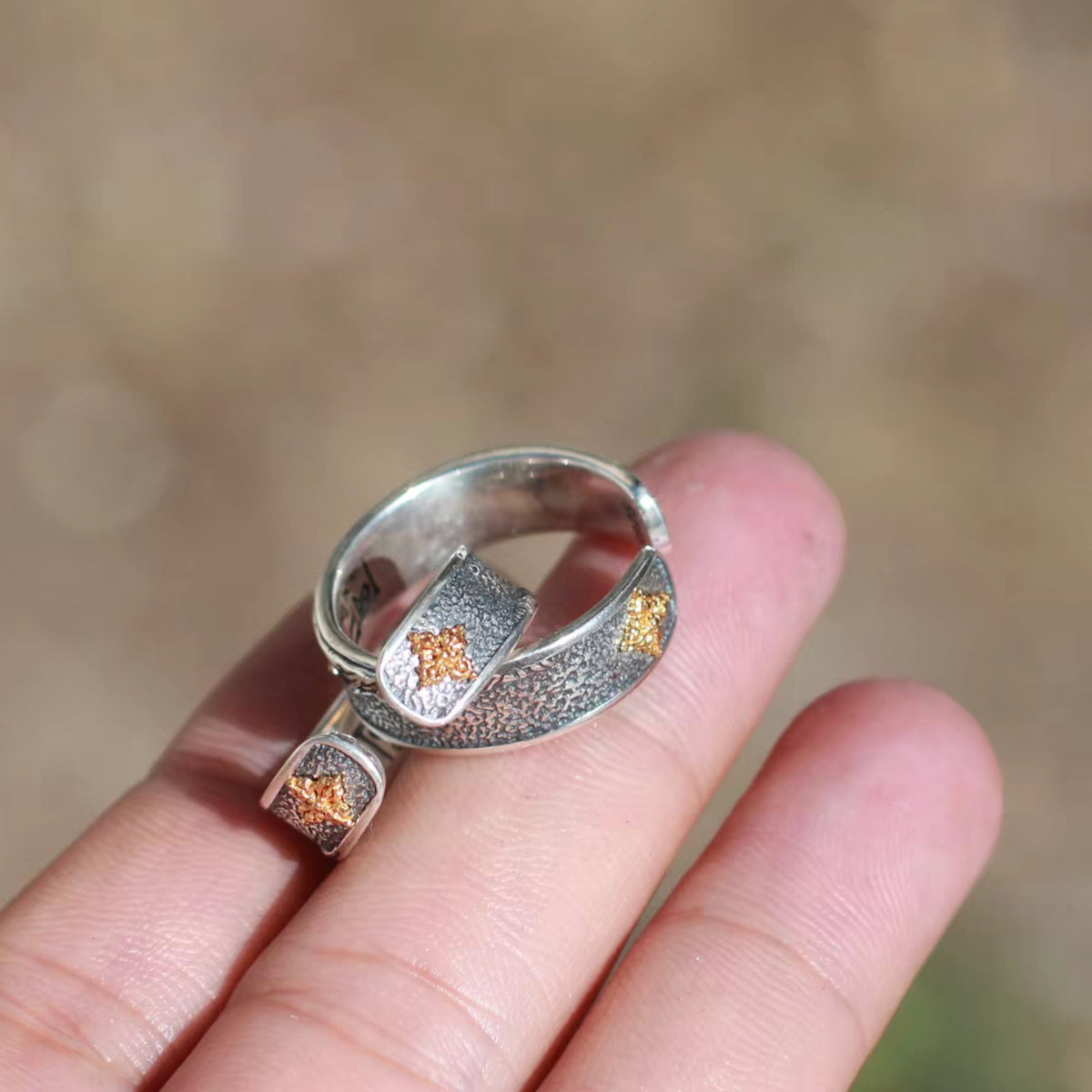 Handcrafted Tibetan S925 Sterling Silver Mount Kailash Adjustable Ring