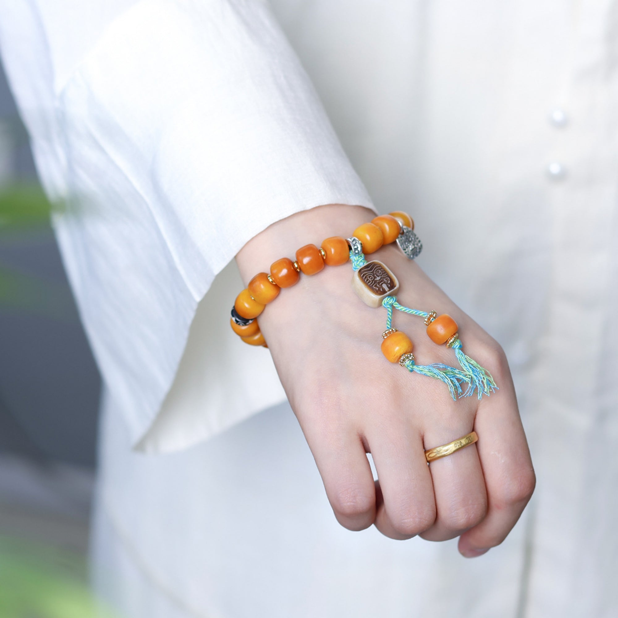 Handcrafted Tibetan Yak Bone Bead Zakiram Bracelet