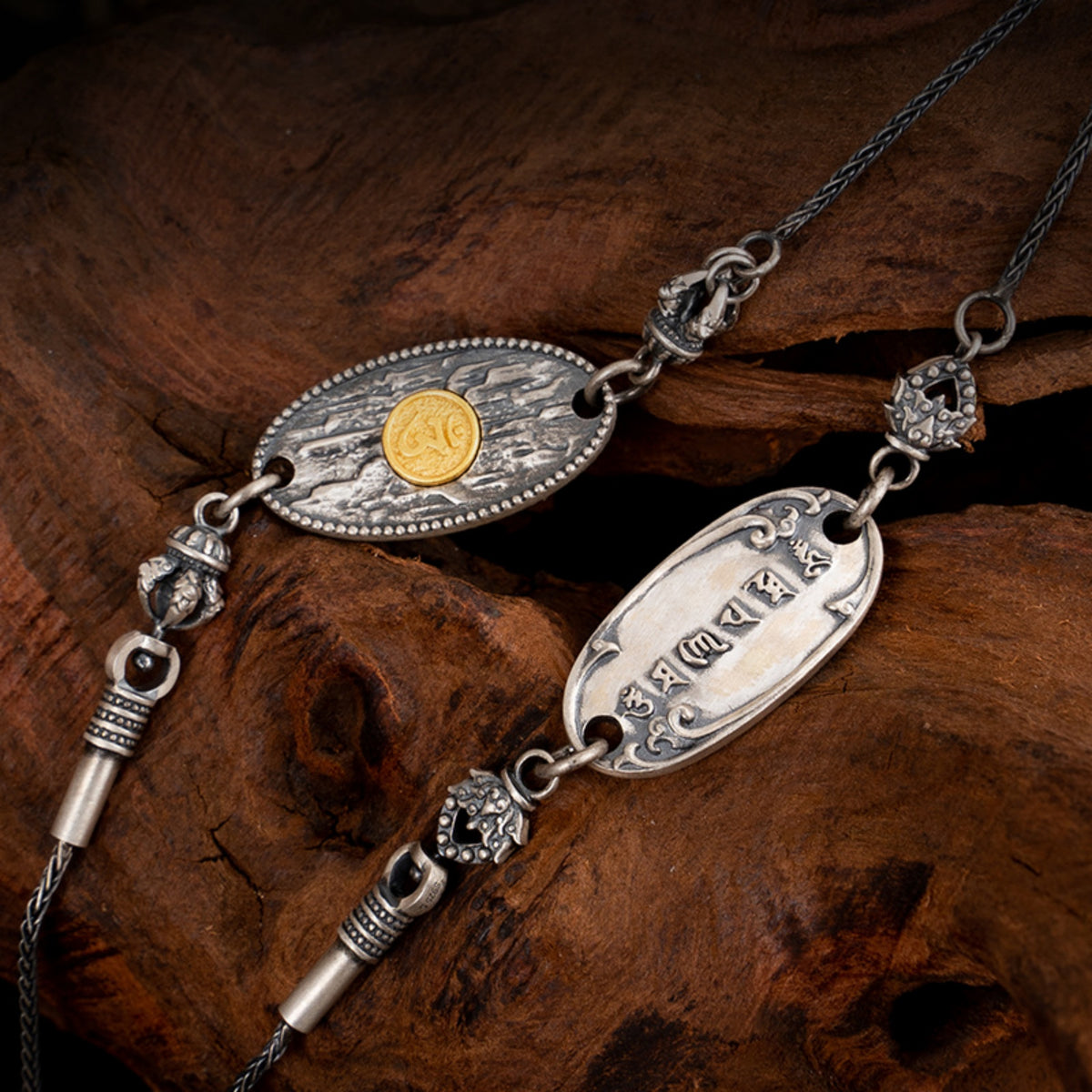 His & Hers Zakiram & Green Tara Sterling Silver Tibetan Buddhist Necklaces