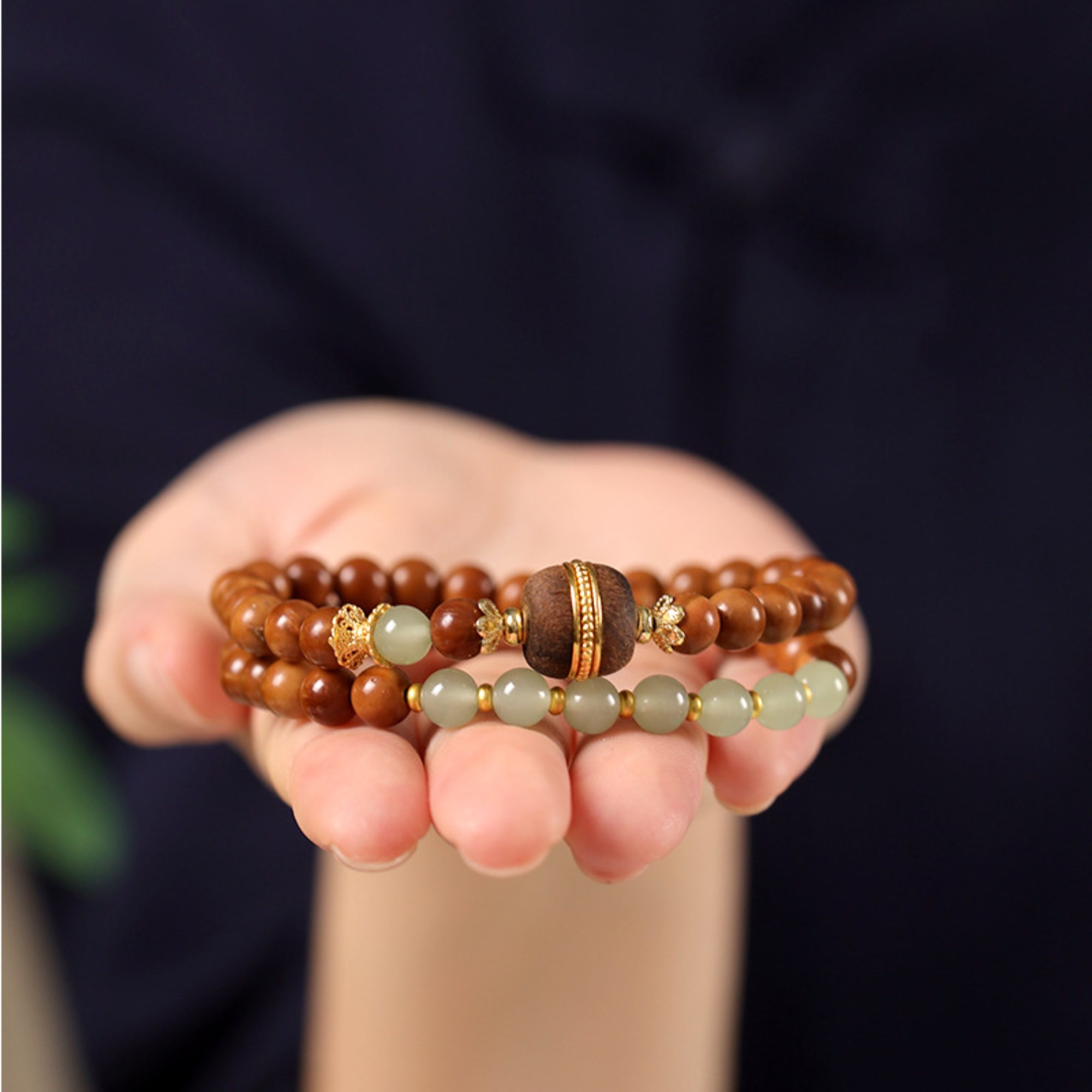 Jade & Agate Bodhi Mala Bracelet
