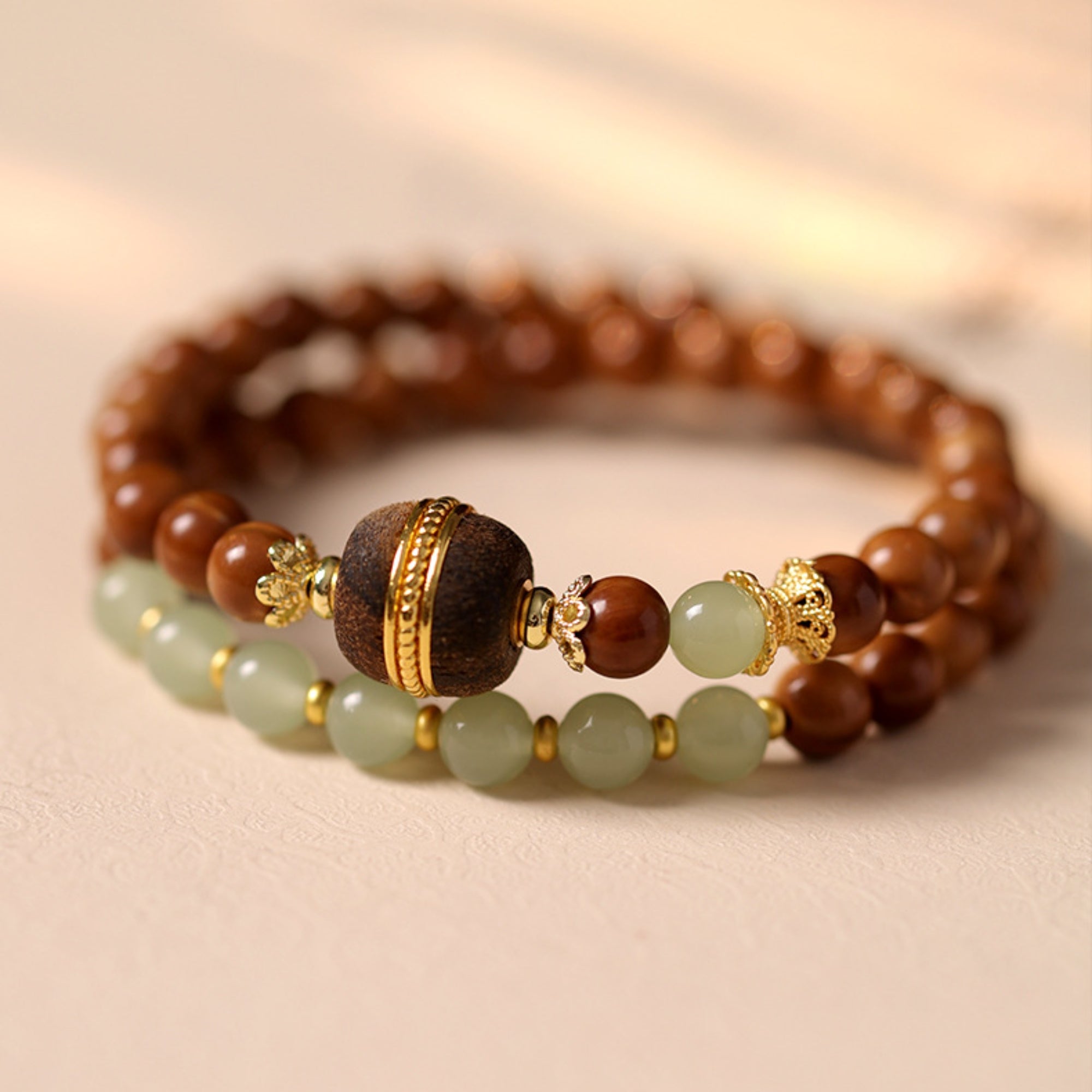 Jade & Agate Bodhi Mala Bracelet