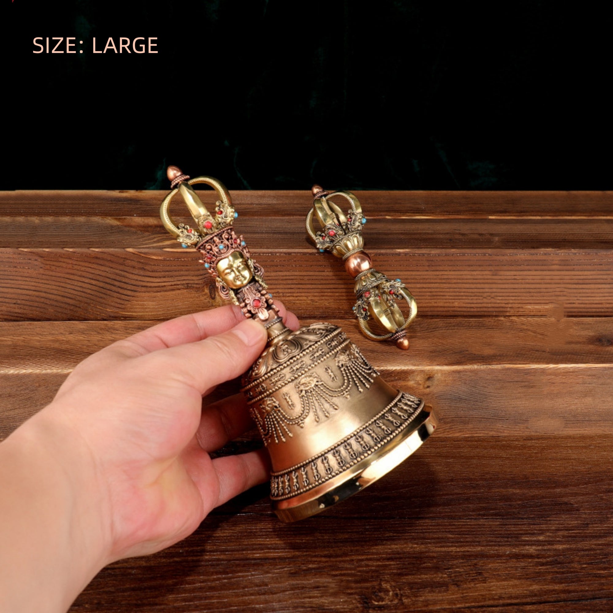 Handcrafted Tibetan Brass Meditation Bell & Vajra Set