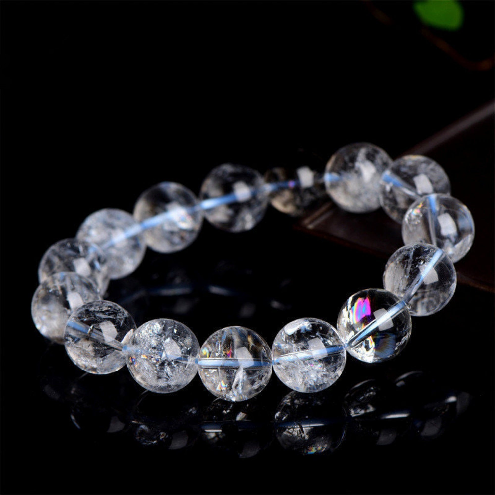 Natural Rainbow White Crystal Prayer Beads Bracelet