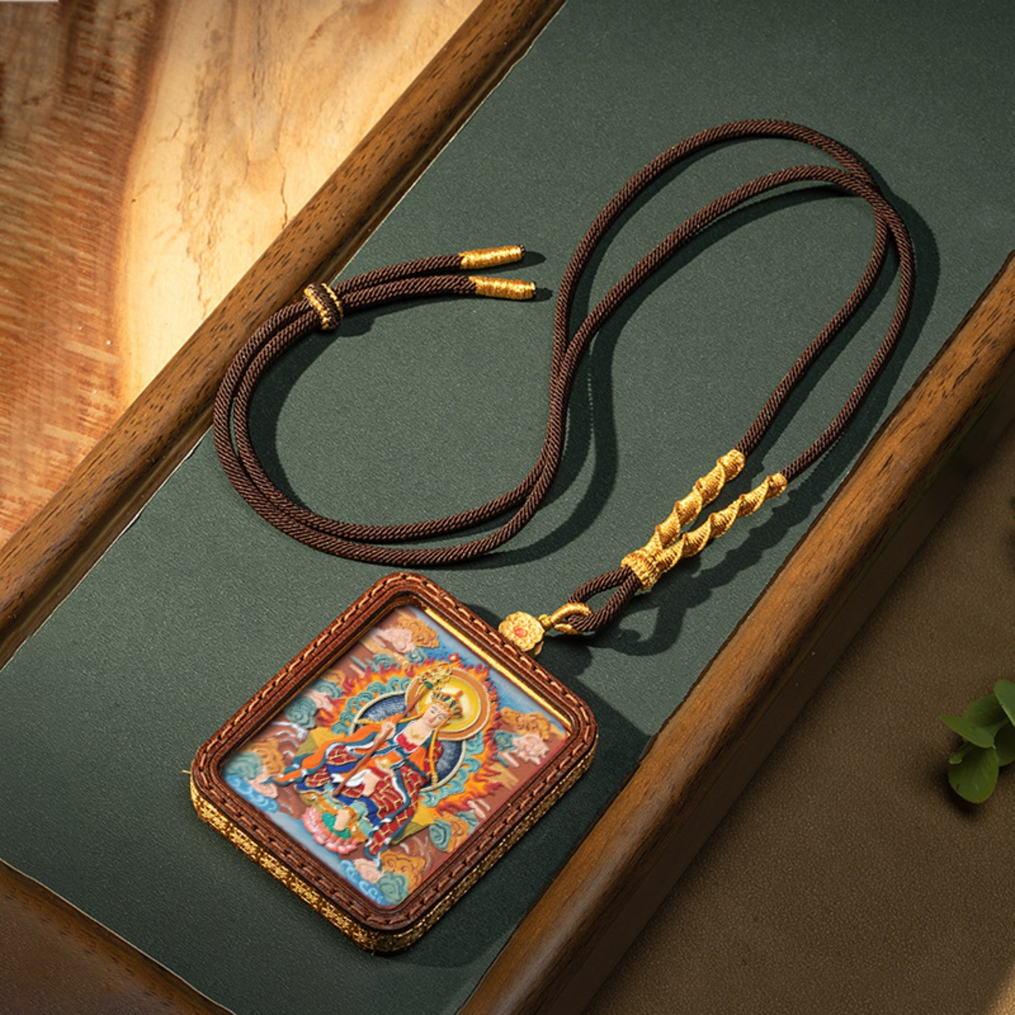 Hand-Painted 3D Thangka Buddha Pendant Necklace