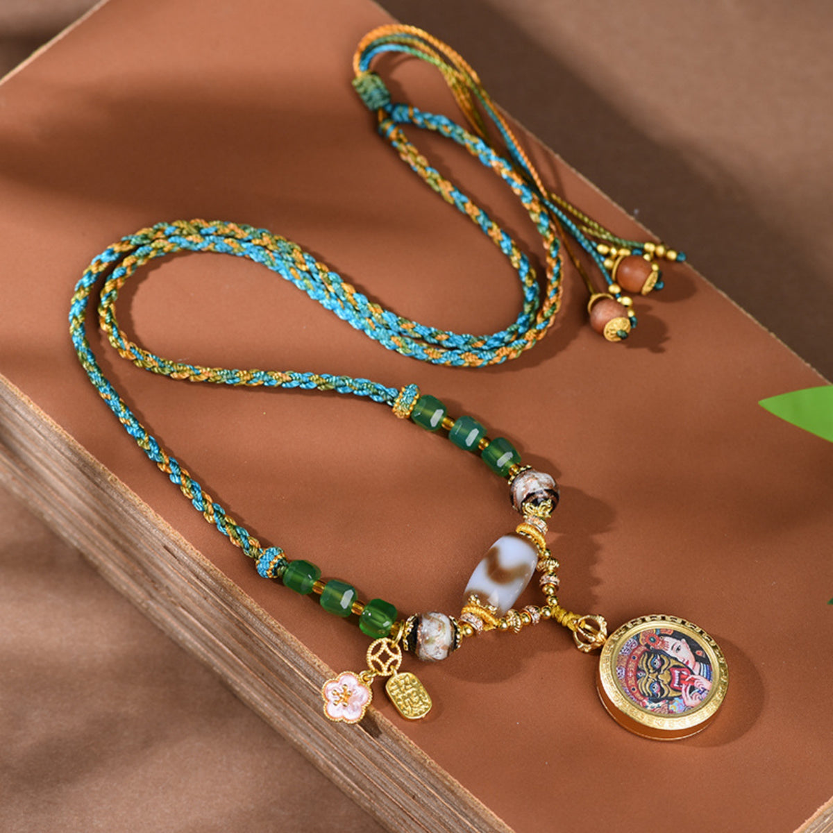 QiLing Aura Handcrafted Zakiram Thangka Necklace