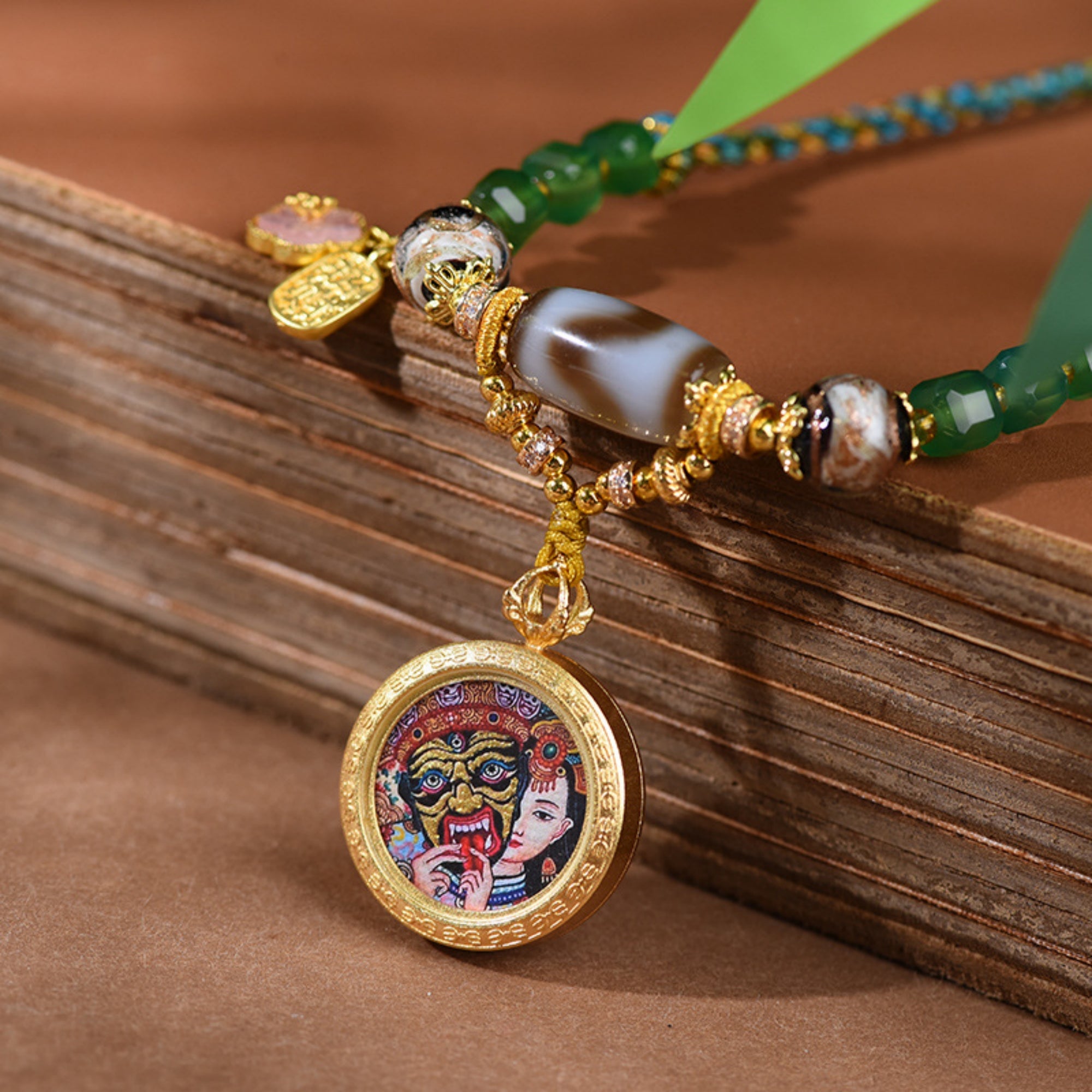 QiLing Aura Handcrafted Zakiram Thangka Necklace