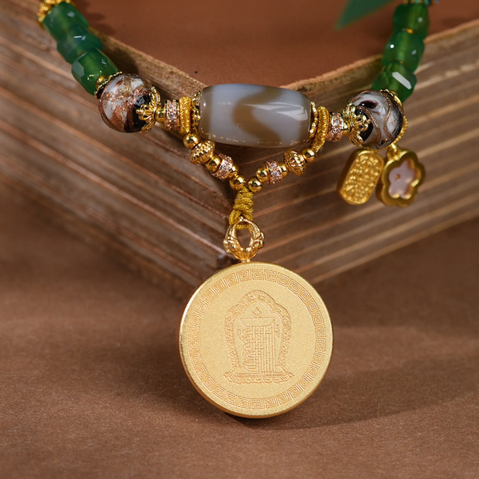 QiLing Aura Handcrafted Zakiram Thangka Necklace