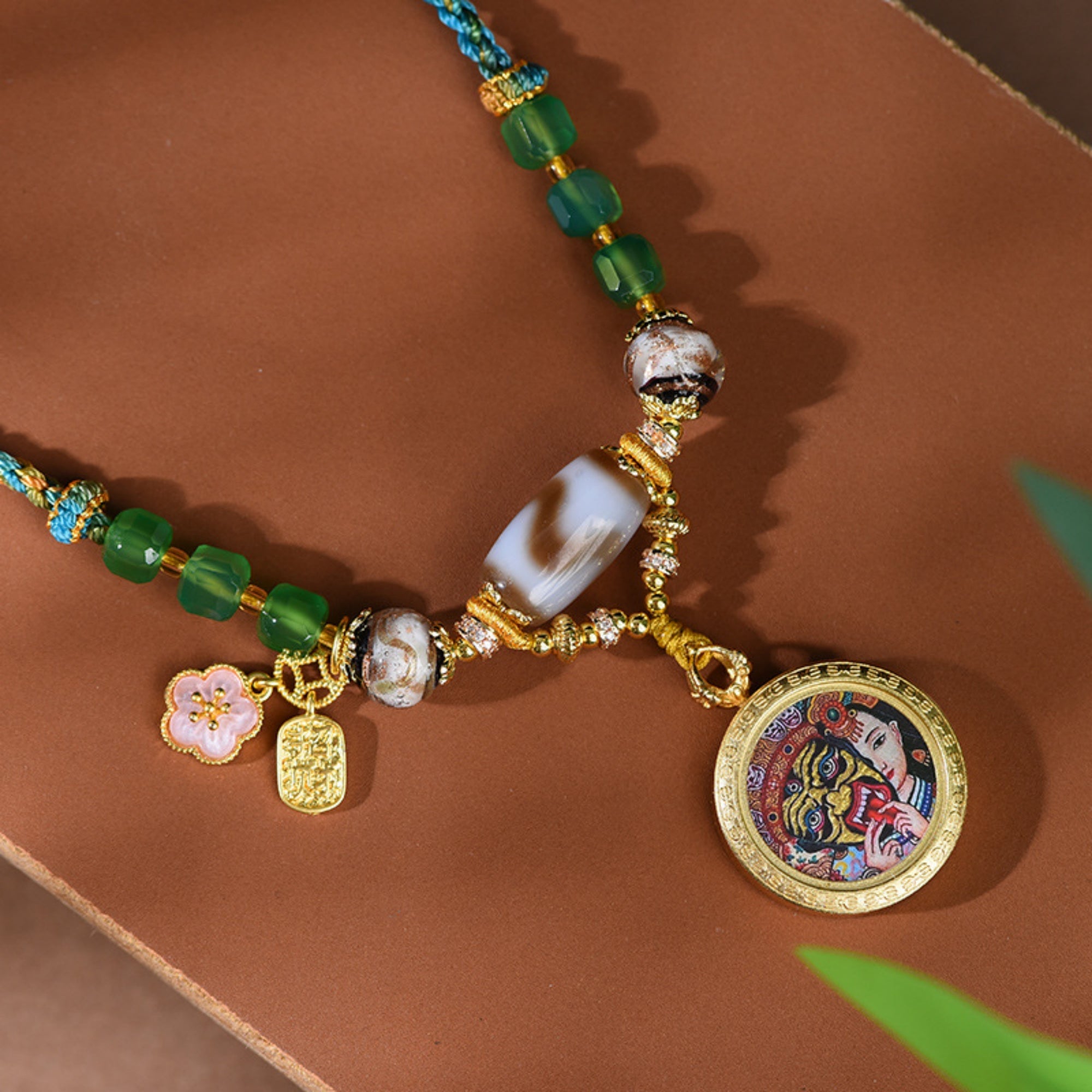 QiLing Aura Handcrafted Zakiram Thangka Necklace