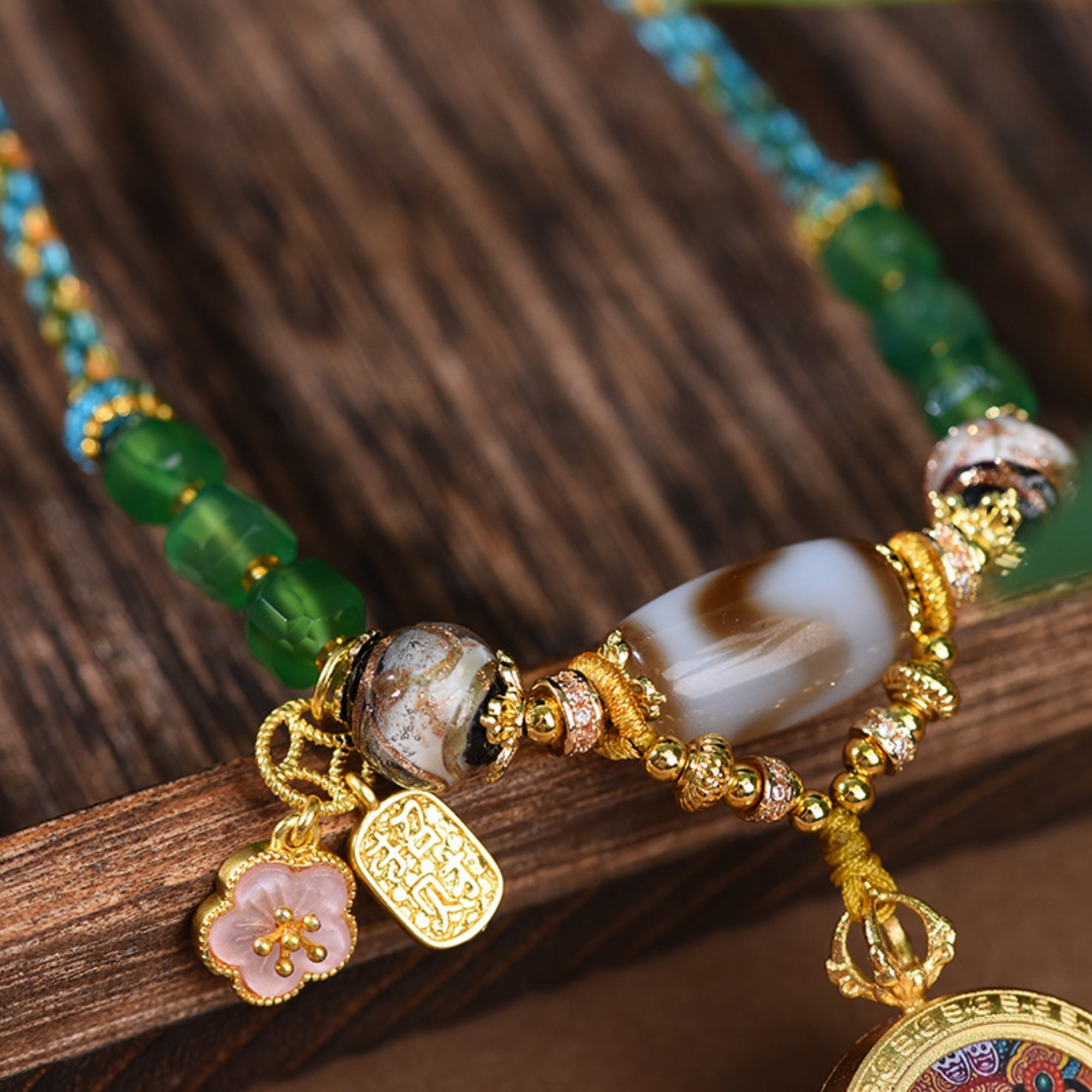QiLing Aura Handcrafted Zakiram Thangka Necklace