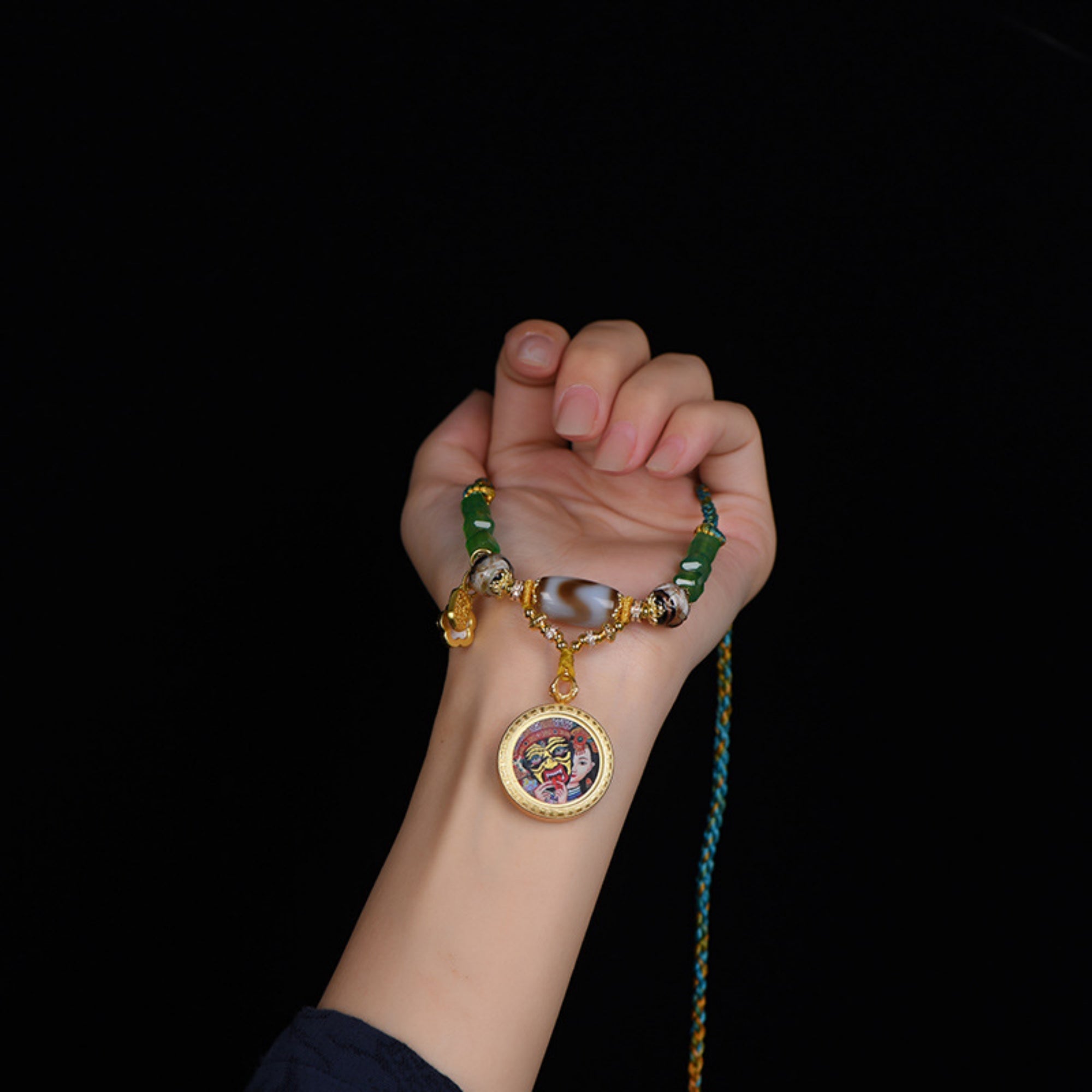 QiLing Aura Handcrafted Zakiram Thangka Necklace
