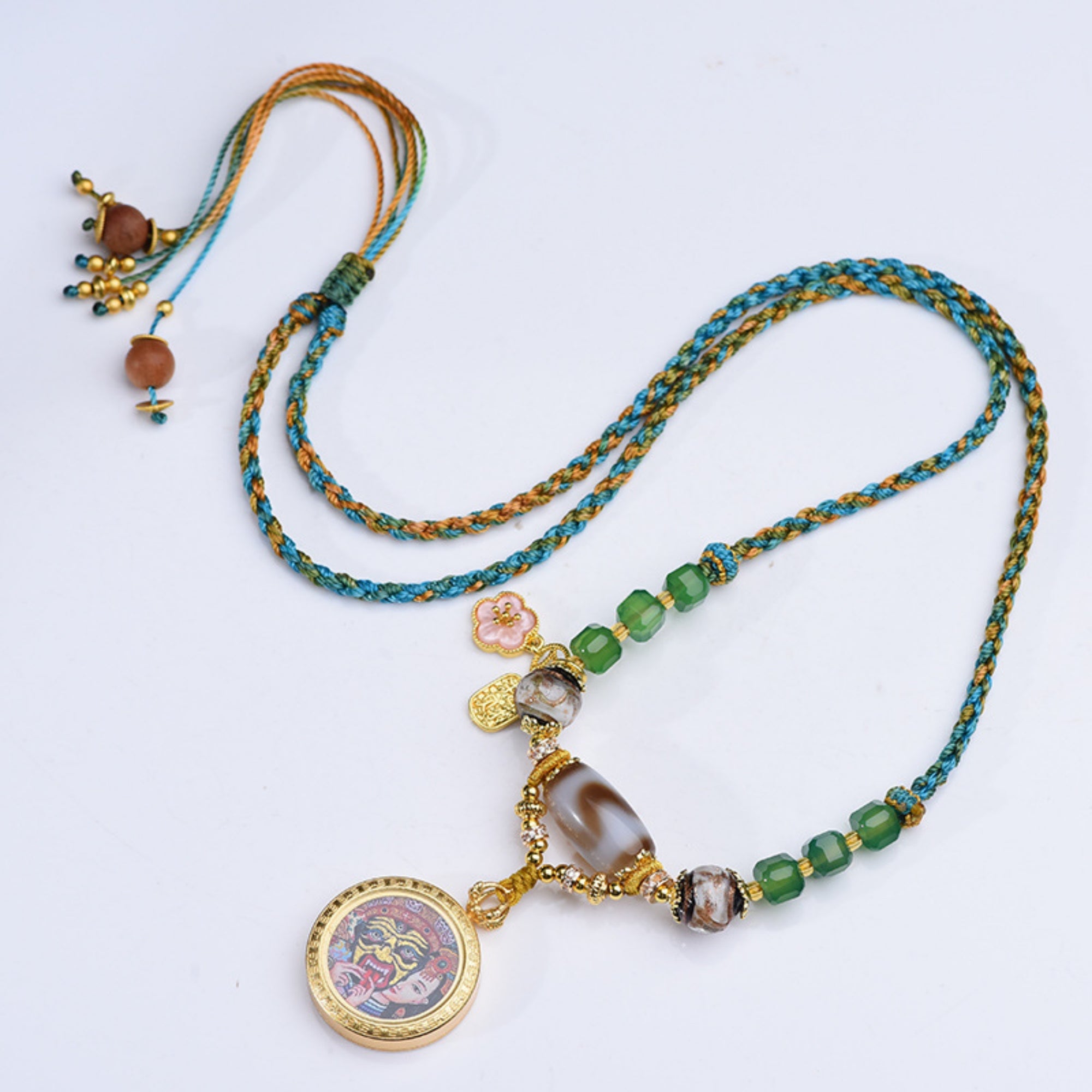 QiLing Aura Handcrafted Zakiram Thangka Necklace