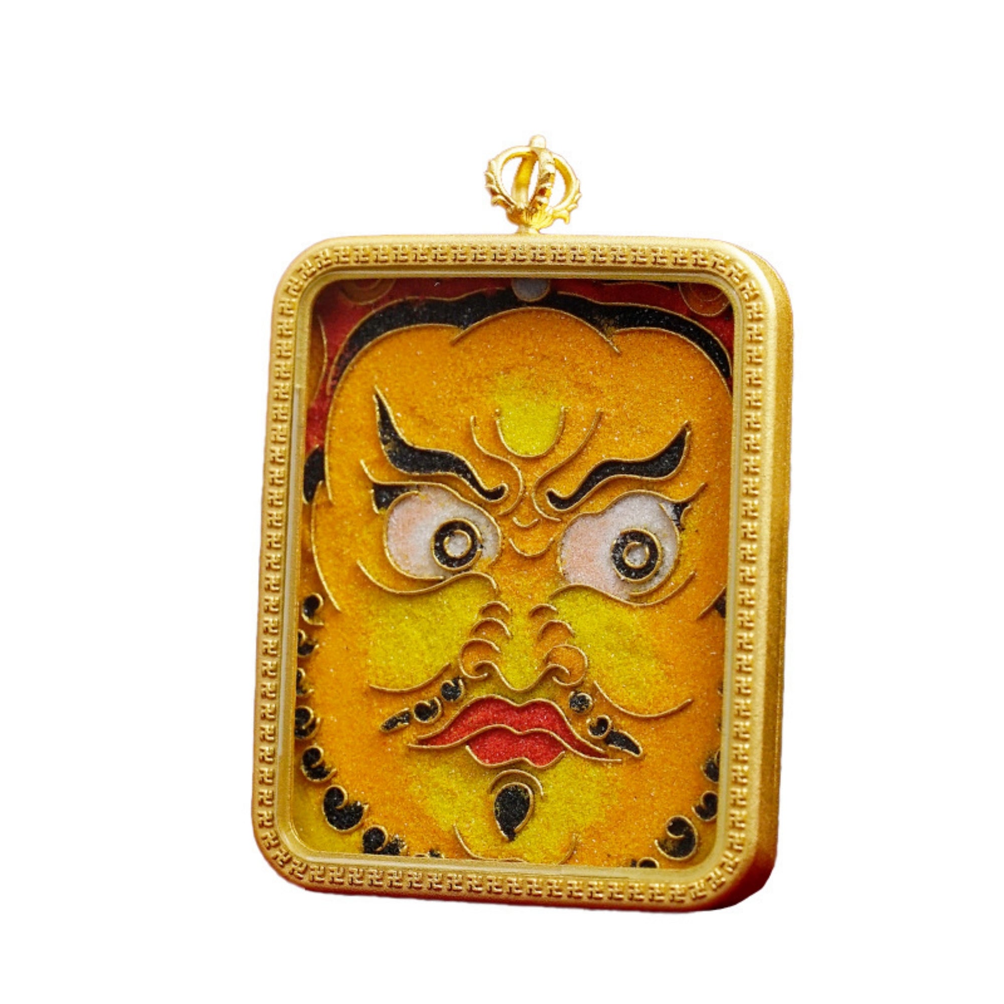 QiLing Aura Tibetan Cloisonné Enamel Copper Thangka Pendant Necklace