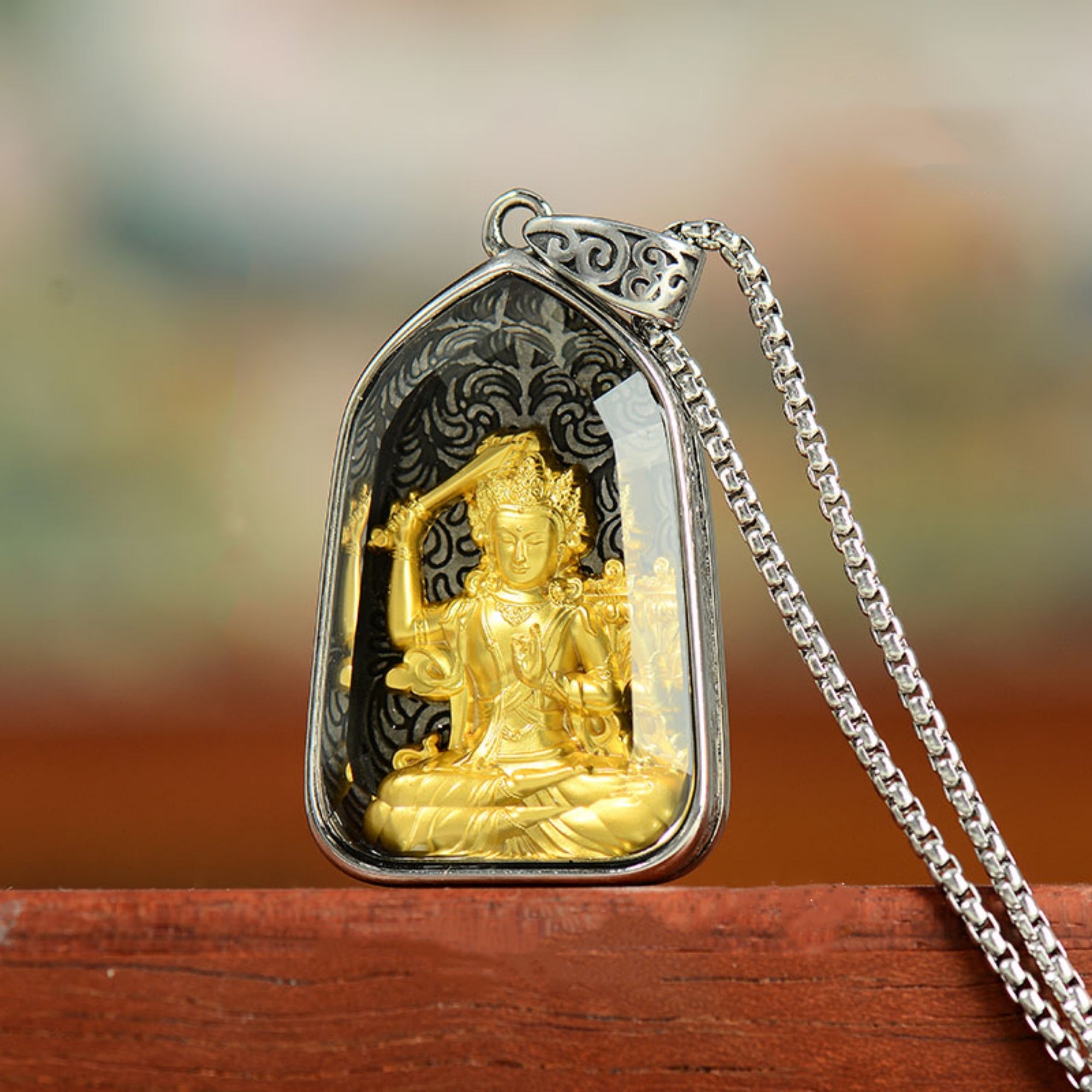 QiLing Aura Tibetan Crystal Buddha Pendant Necklace