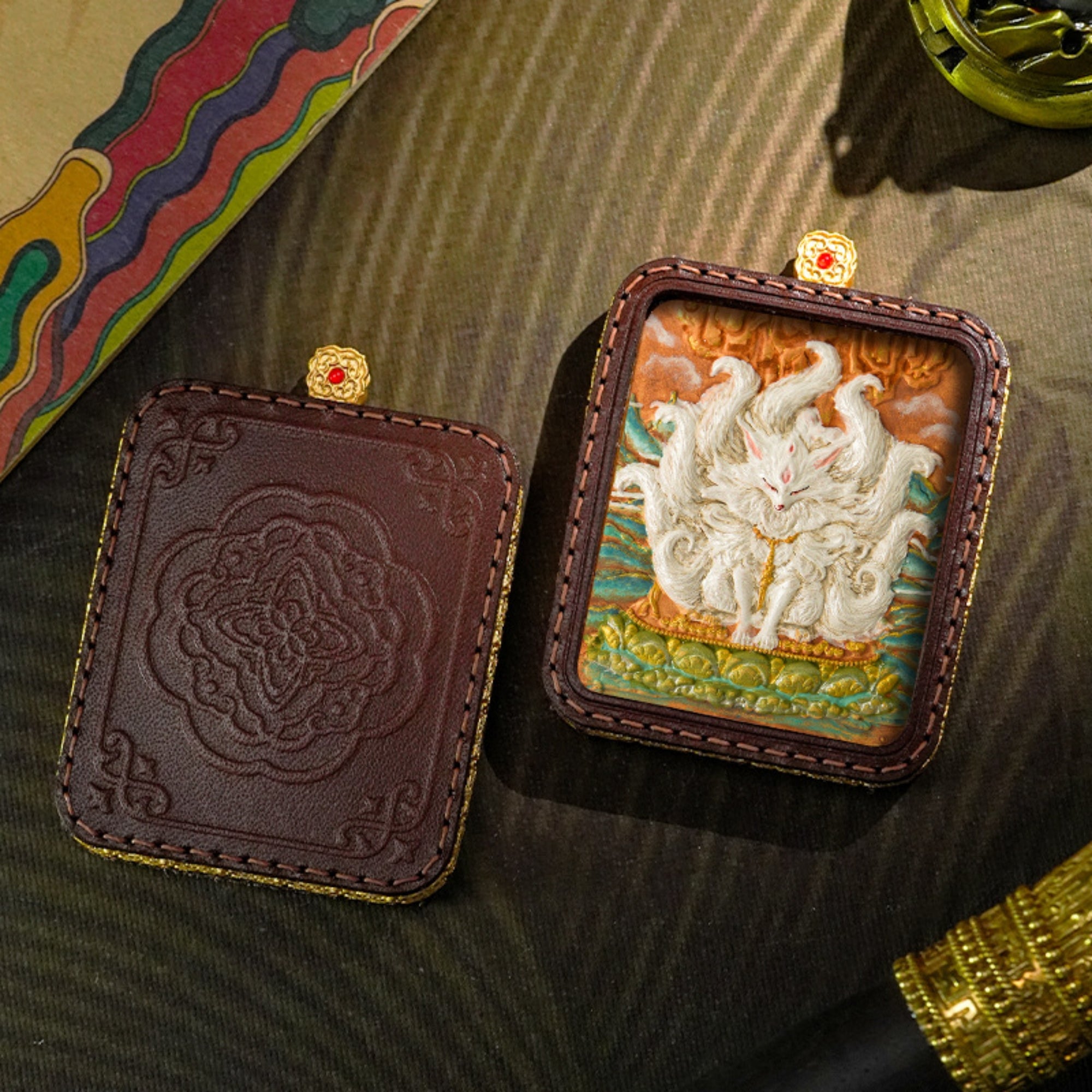 QiLing Aura Tibetan Hand-Painted 3D Thangka Buddha Pendant Necklace