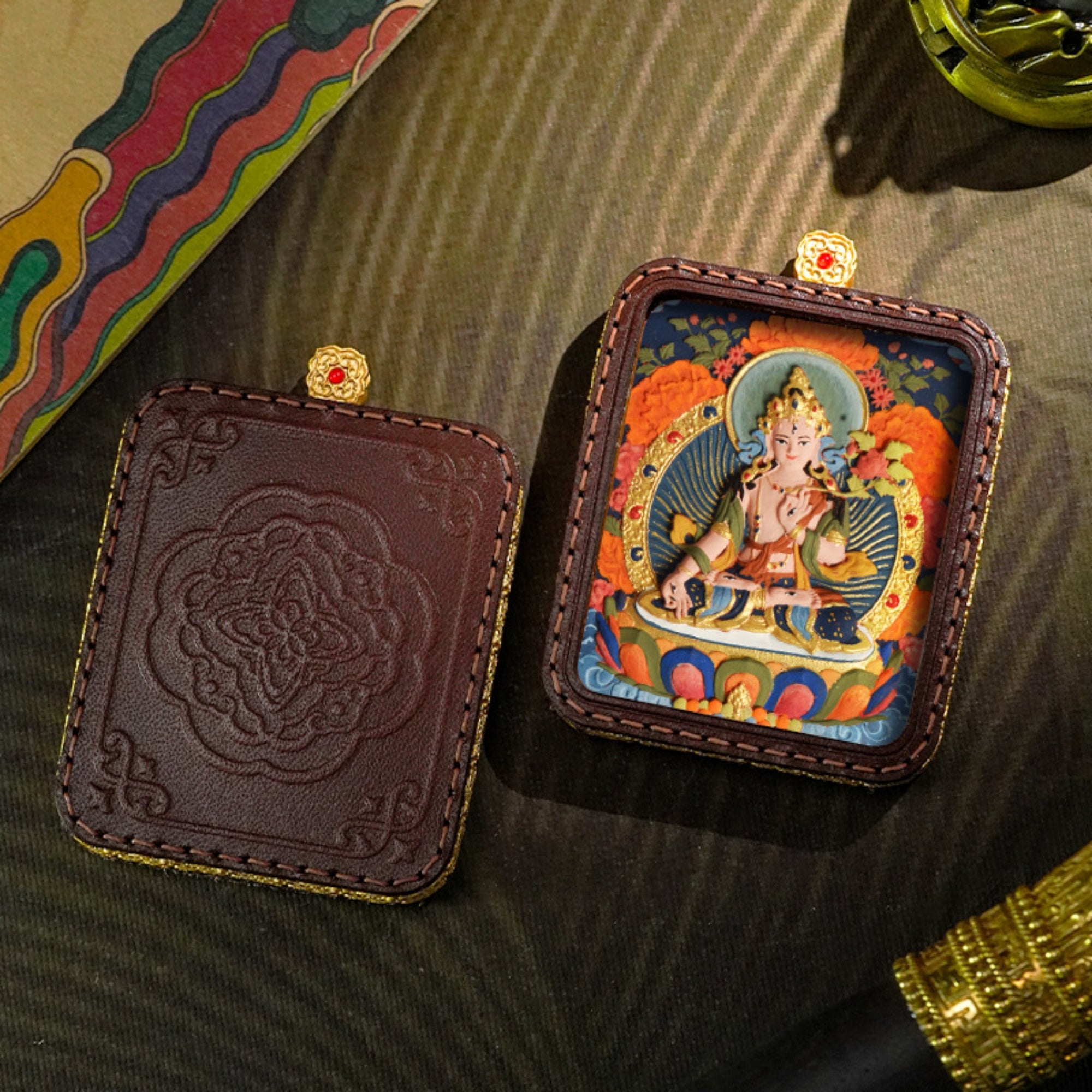 QiLing Aura Tibetan Hand-Painted 3D Buddha Pendant Necklace