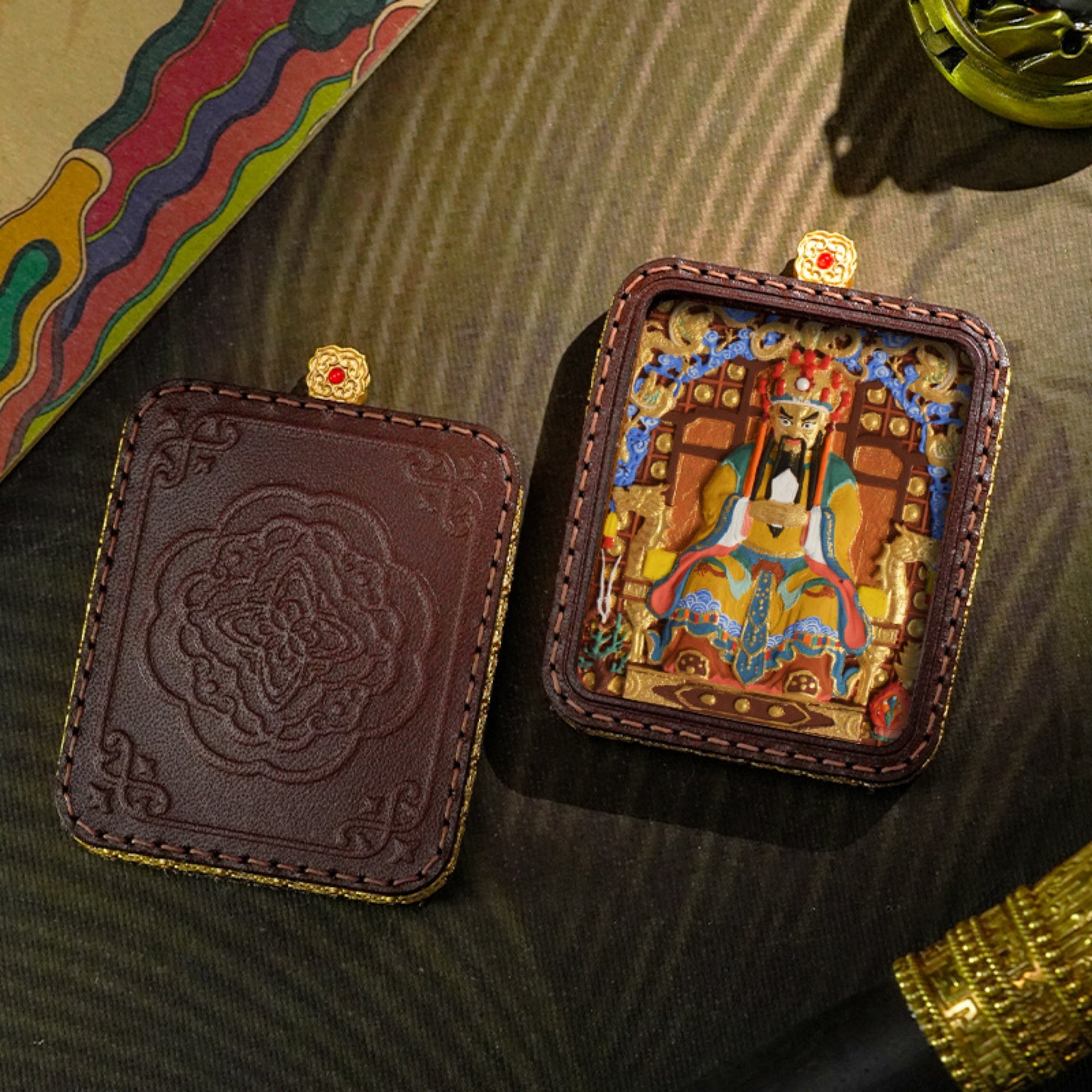 QiLing Aura Tibetan Hand-Painted 3D Thangka Buddha Pendant Necklace