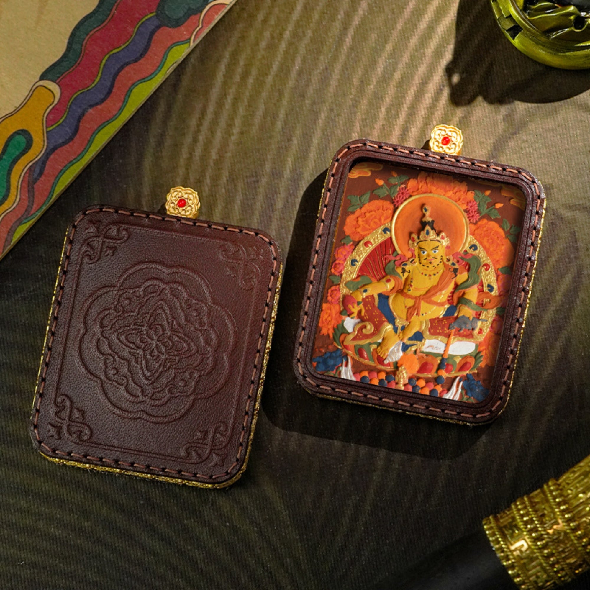QiLing Aura Tibetan Hand-Painted 3D Thangka Buddha Pendant Necklace