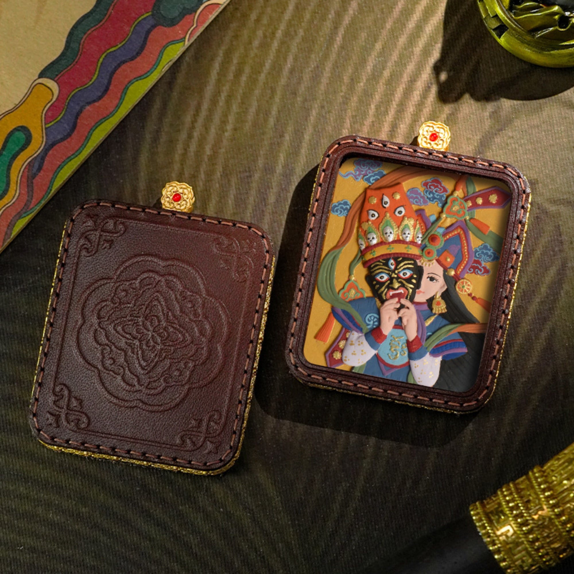 QiLing Aura Tibetan Hand-Painted 3D Thangka Buddha Pendant Necklace