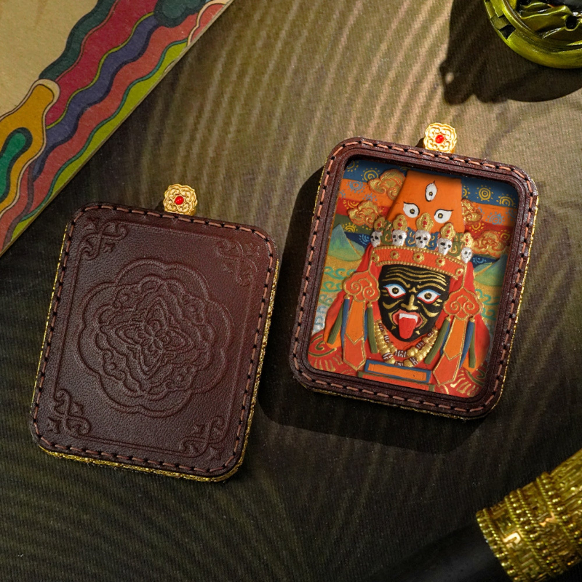 QiLing Aura Tibetan Hand-Painted 3D Thangka Buddha Pendant Necklace