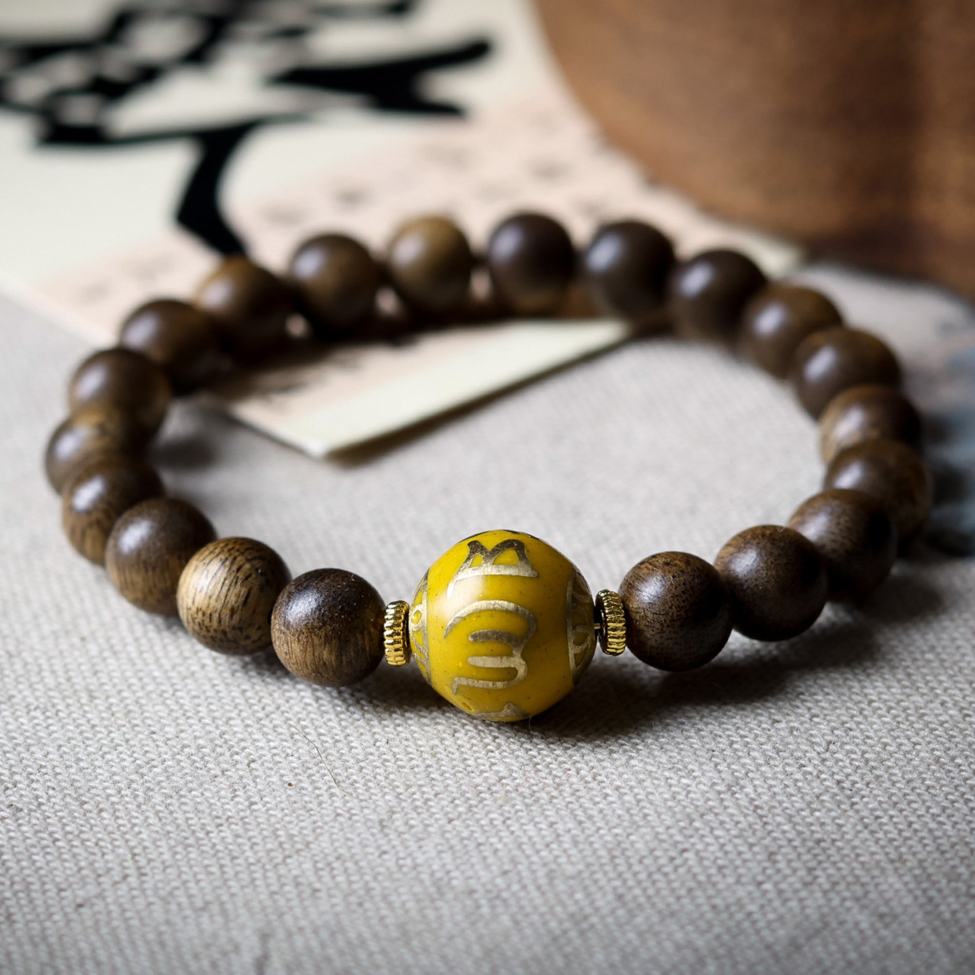 Sacred Mantra Agarwood Mala Bracelet
