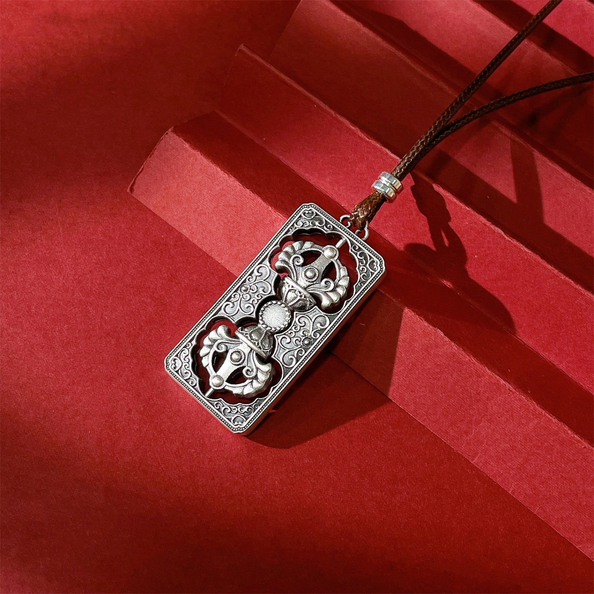 Silver Vajra Amulet Necklace