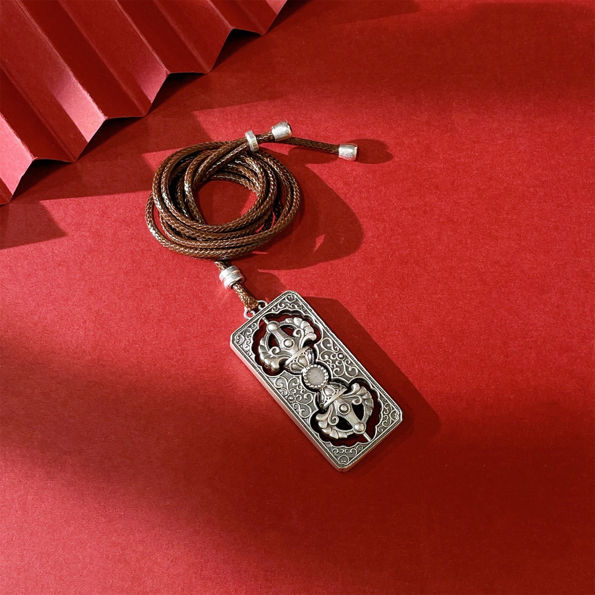Silver Vajra Amulet Necklace