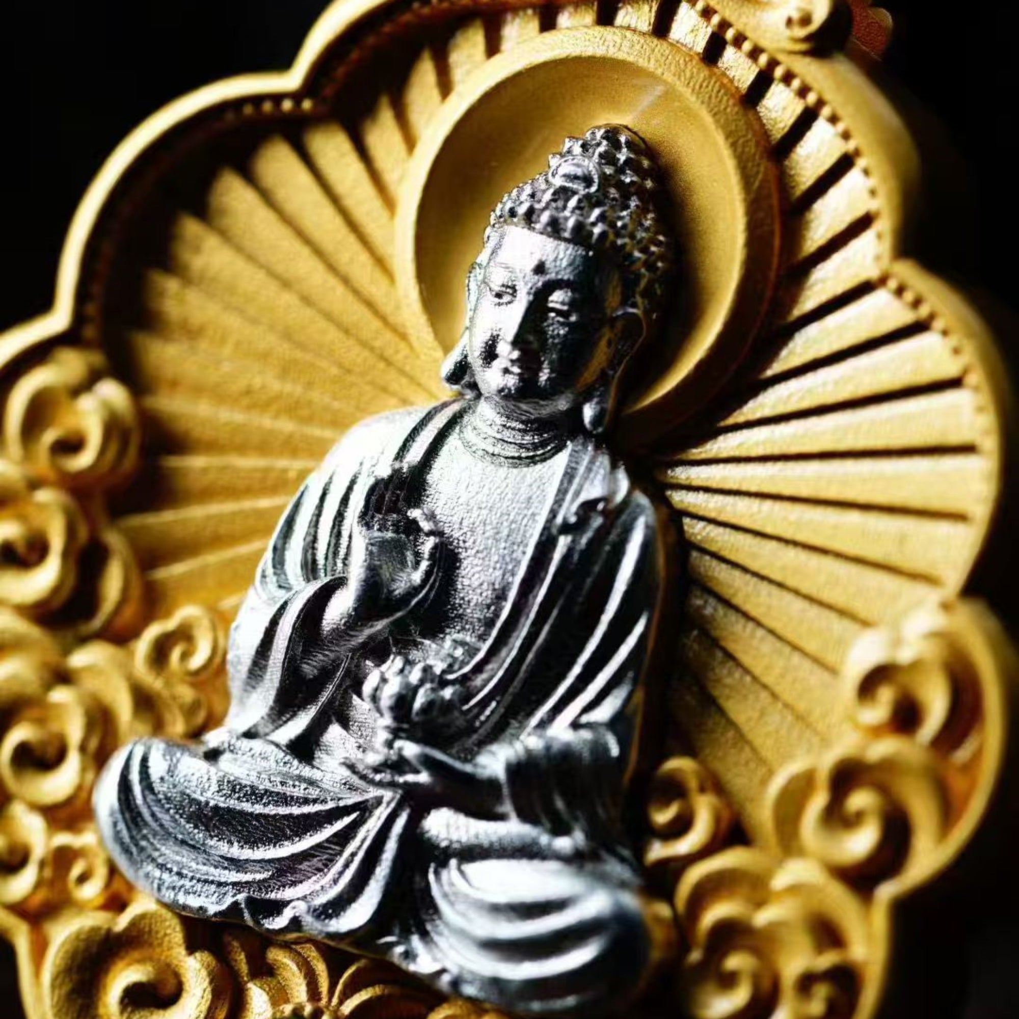 Sterling Silver Amitabha & Mani Mantra Pendant