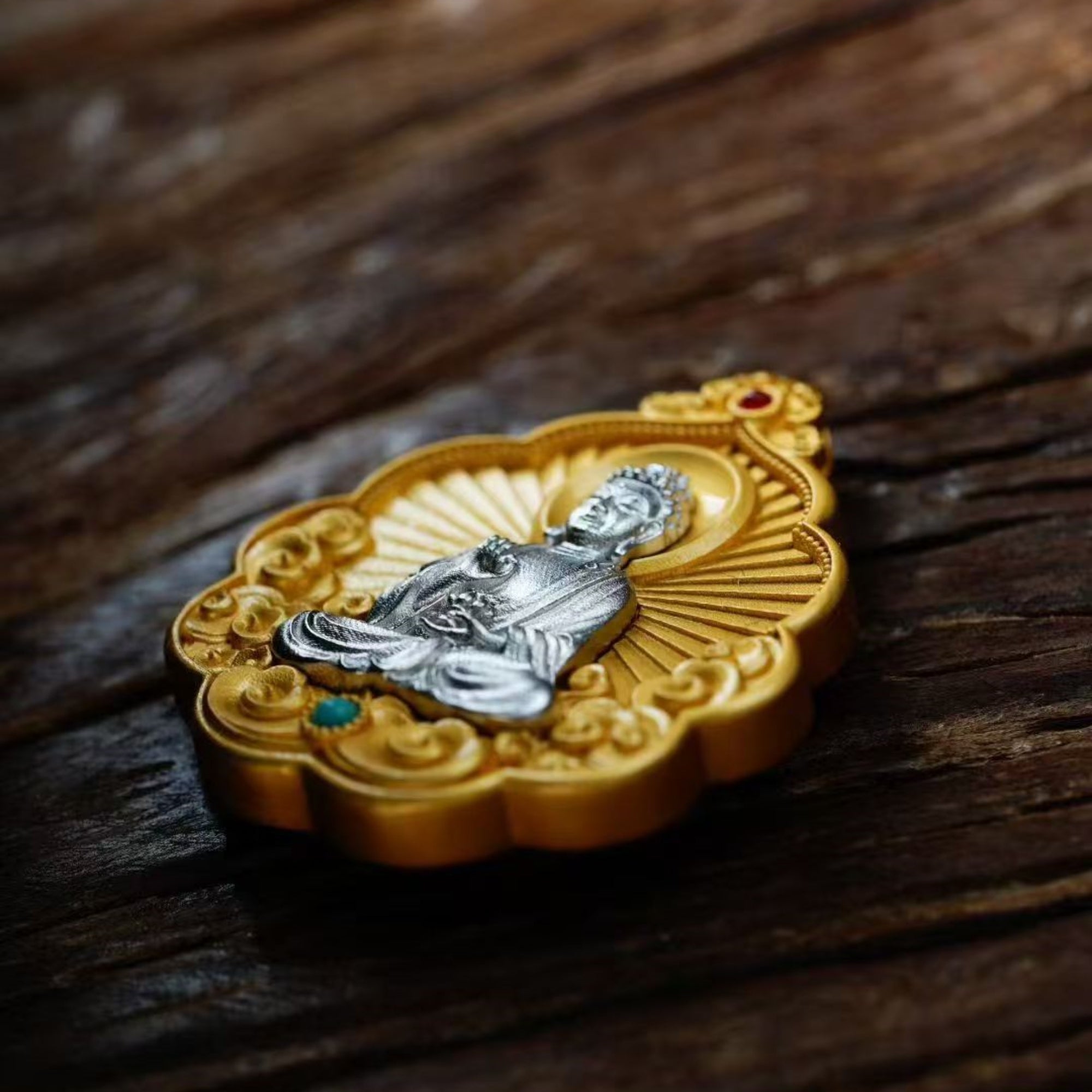 Sterling Silver Amitabha & Mani Mantra Pendant