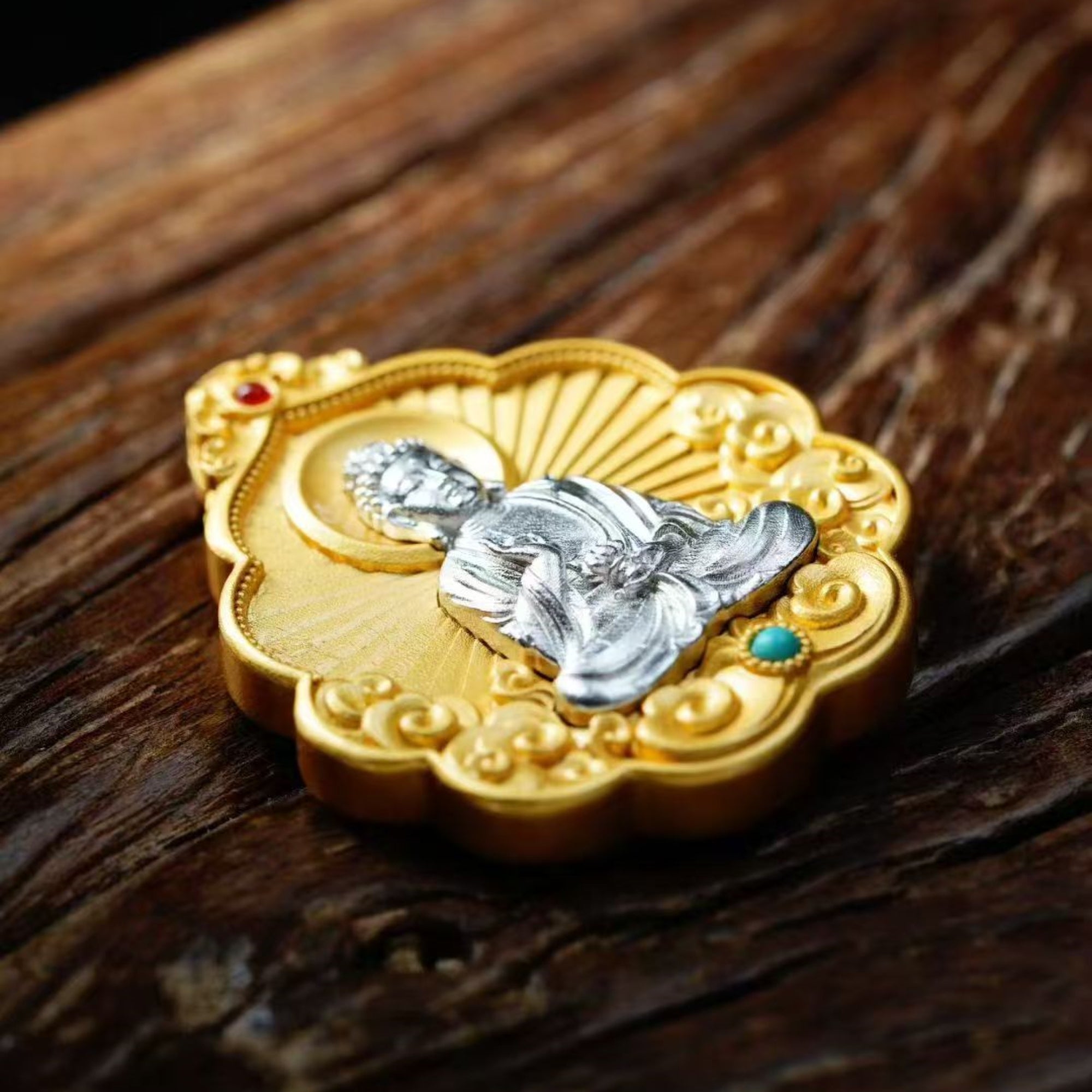 Sterling Silver Amitabha & Mani Mantra Pendant
