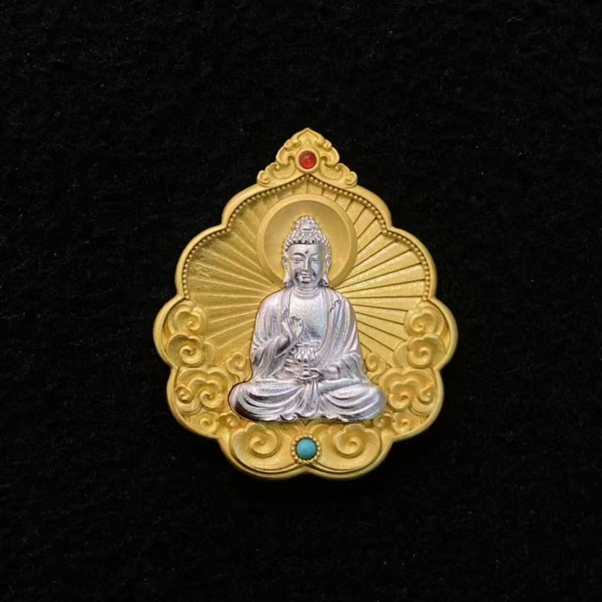 Sterling Silver Amitabha & Mani Mantra Pendant