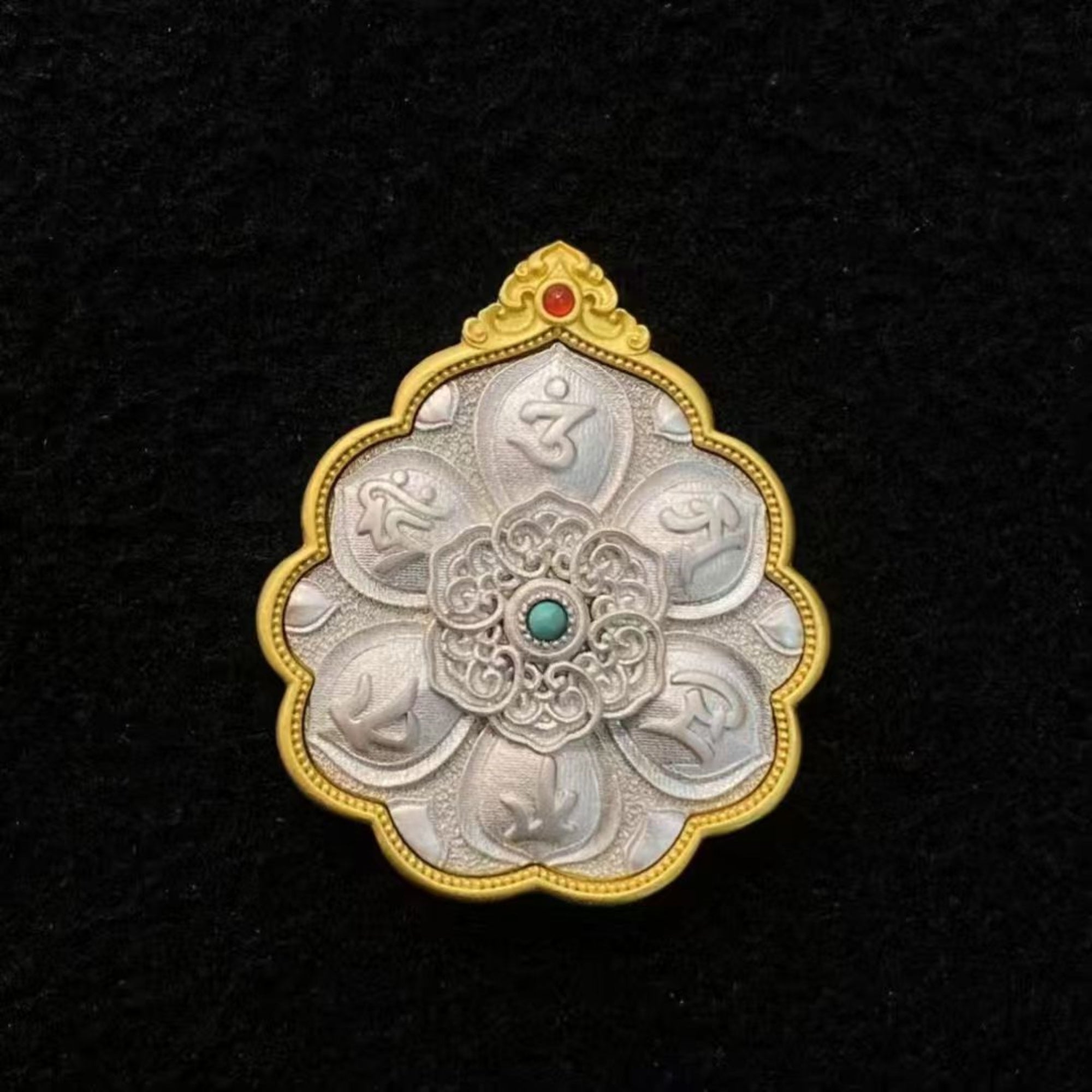 Sterling Silver Amitabha & Mani Mantra Pendant
