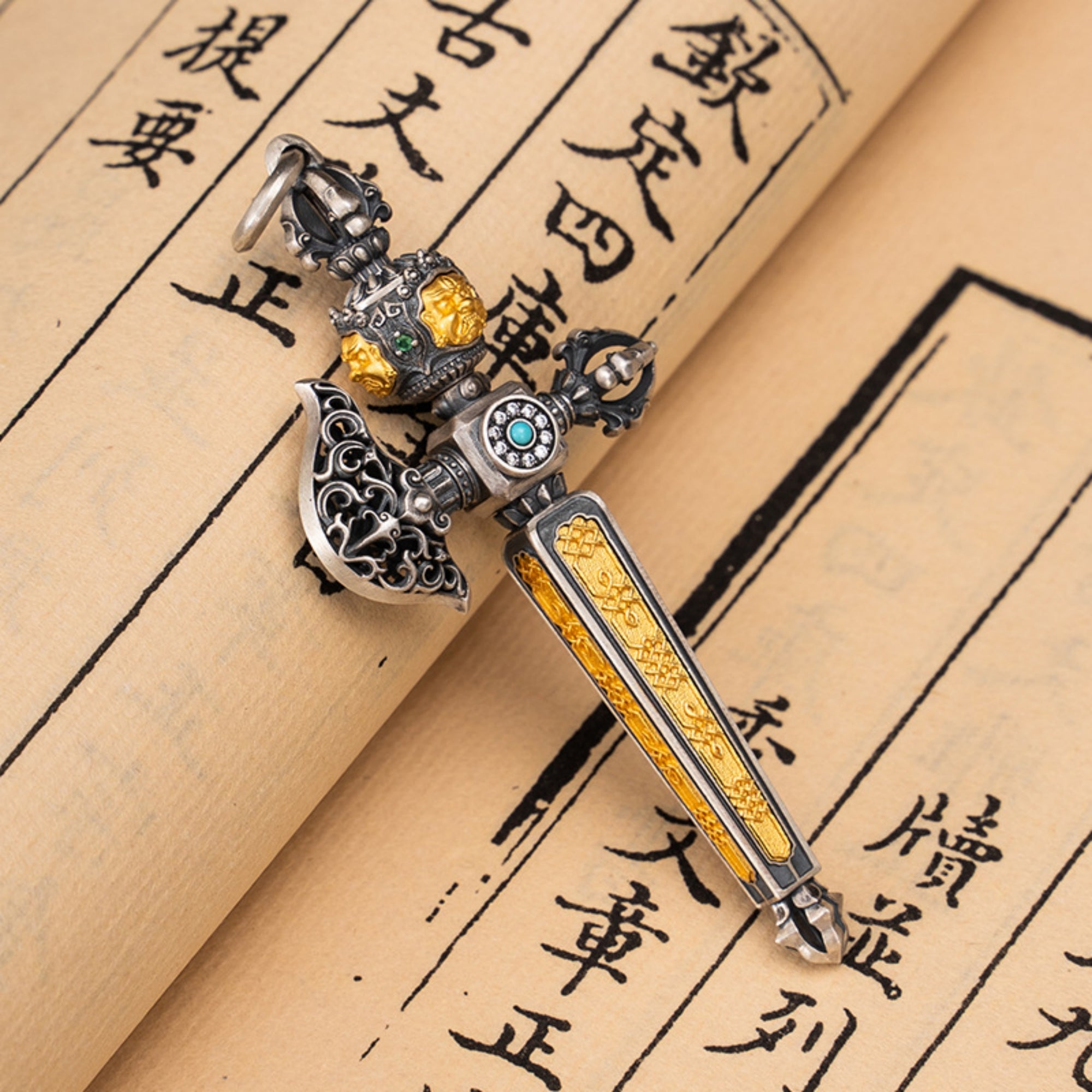 Sterling Silver Vajra Axe Ritual Pendant