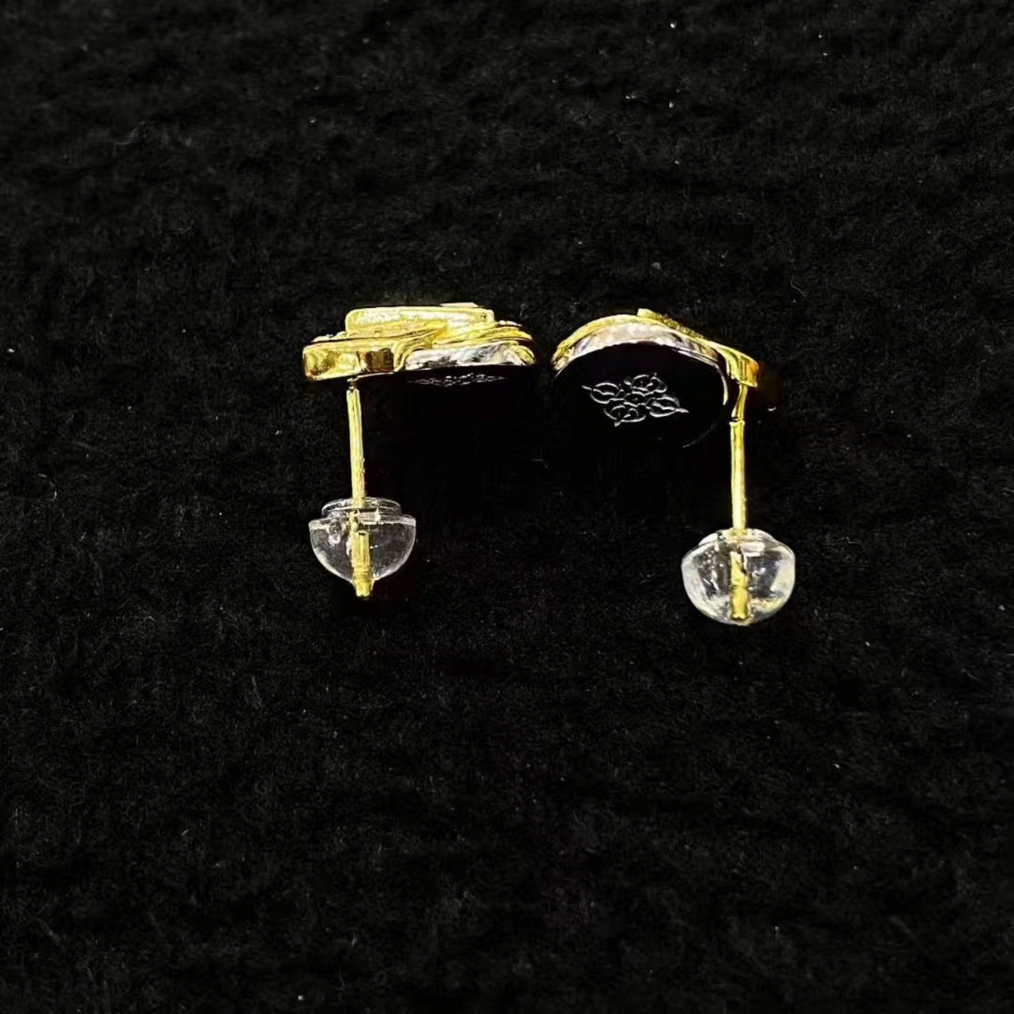 Tibetan-Style Sterling Silver Dzi Bead Stud Earrings — Ceremonial Crown