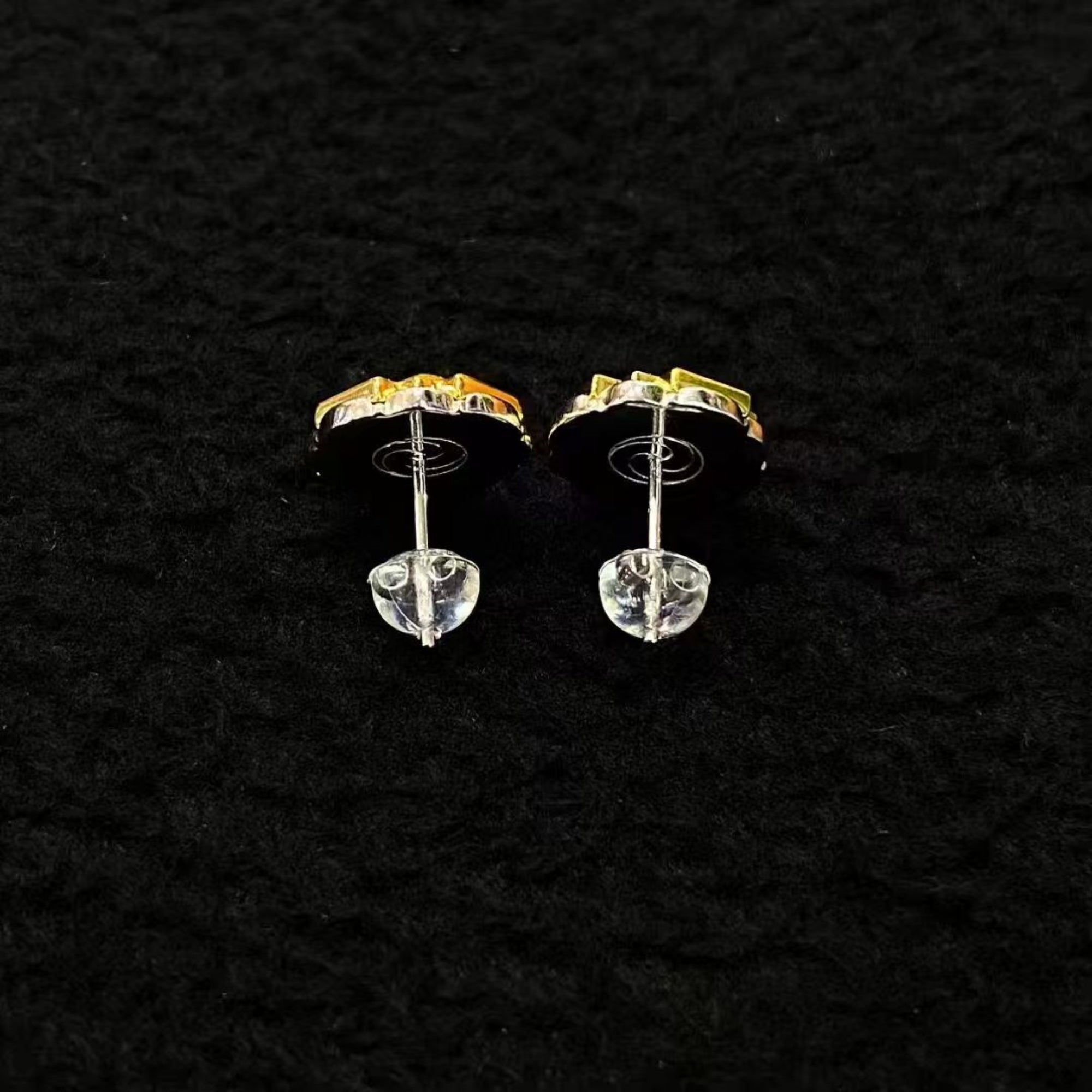 Tibetan-Style Sterling Silver Dzi Bead Stud Earrings — Mandala