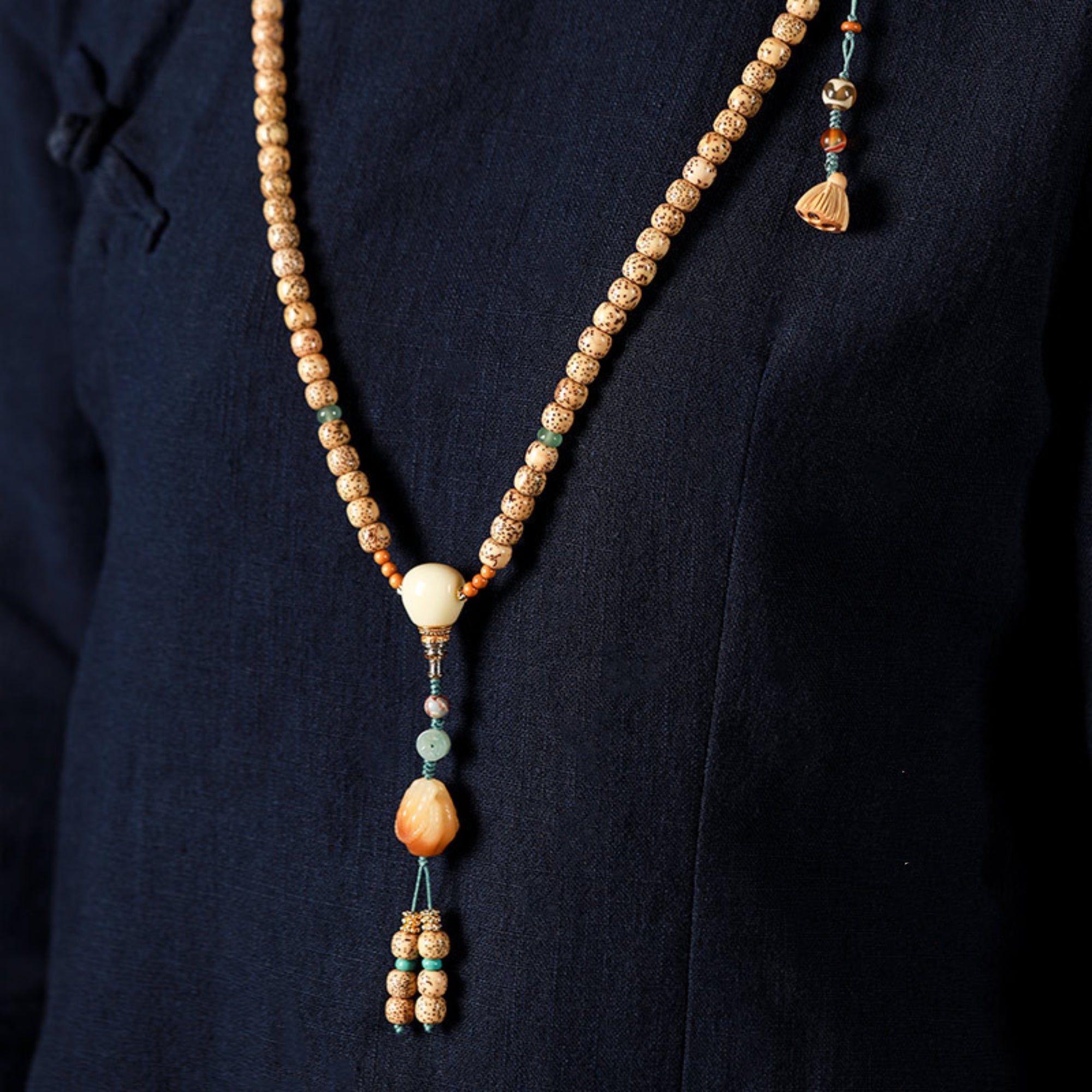 Tibetan 108-Bead Star & Moon Bodhi Buddha’s Hand Bracelet