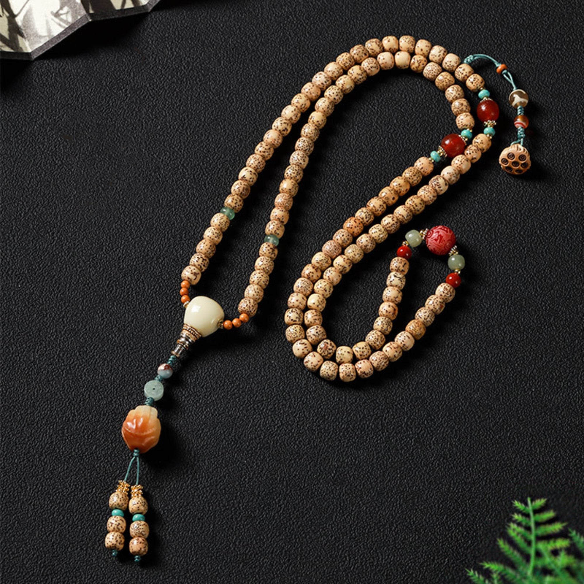 Tibetan 108-Bead Star & Moon Bodhi Buddha’s Hand Bracelet