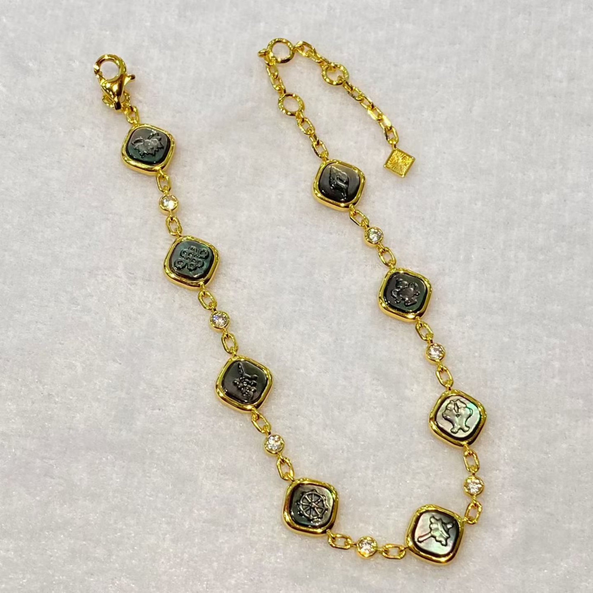 Tibetan Ashtamangala Sterling Silver Bracelet