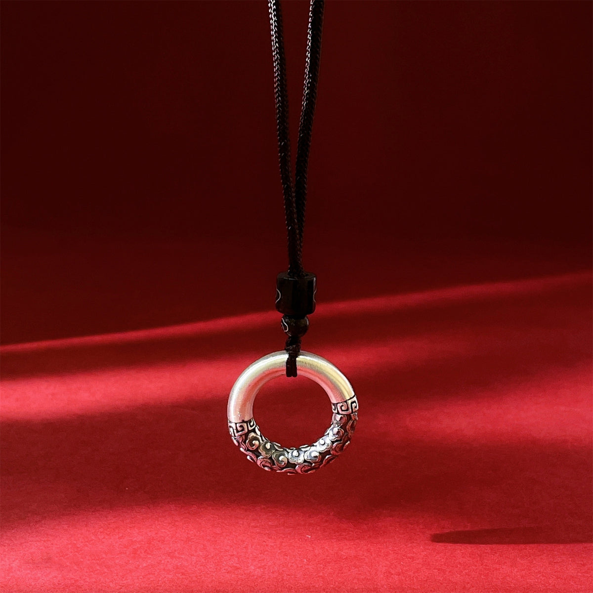 Tibetan Auspicious Clouds Demon-Subduing Silver Amulet Necklace