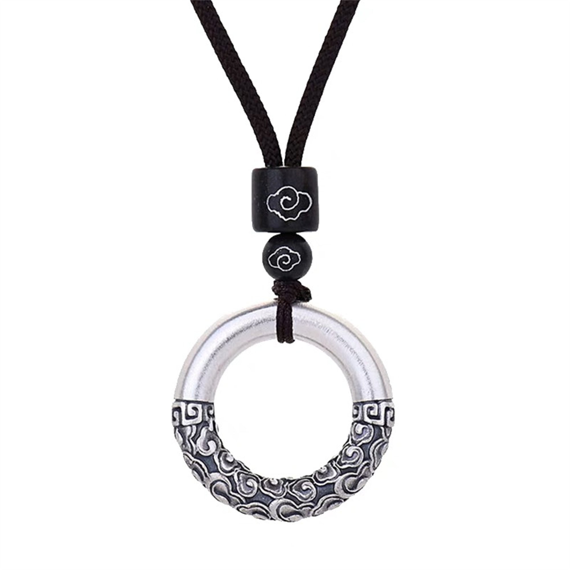 Tibetan Auspicious Clouds Demon-Subduing Silver Amulet Necklace