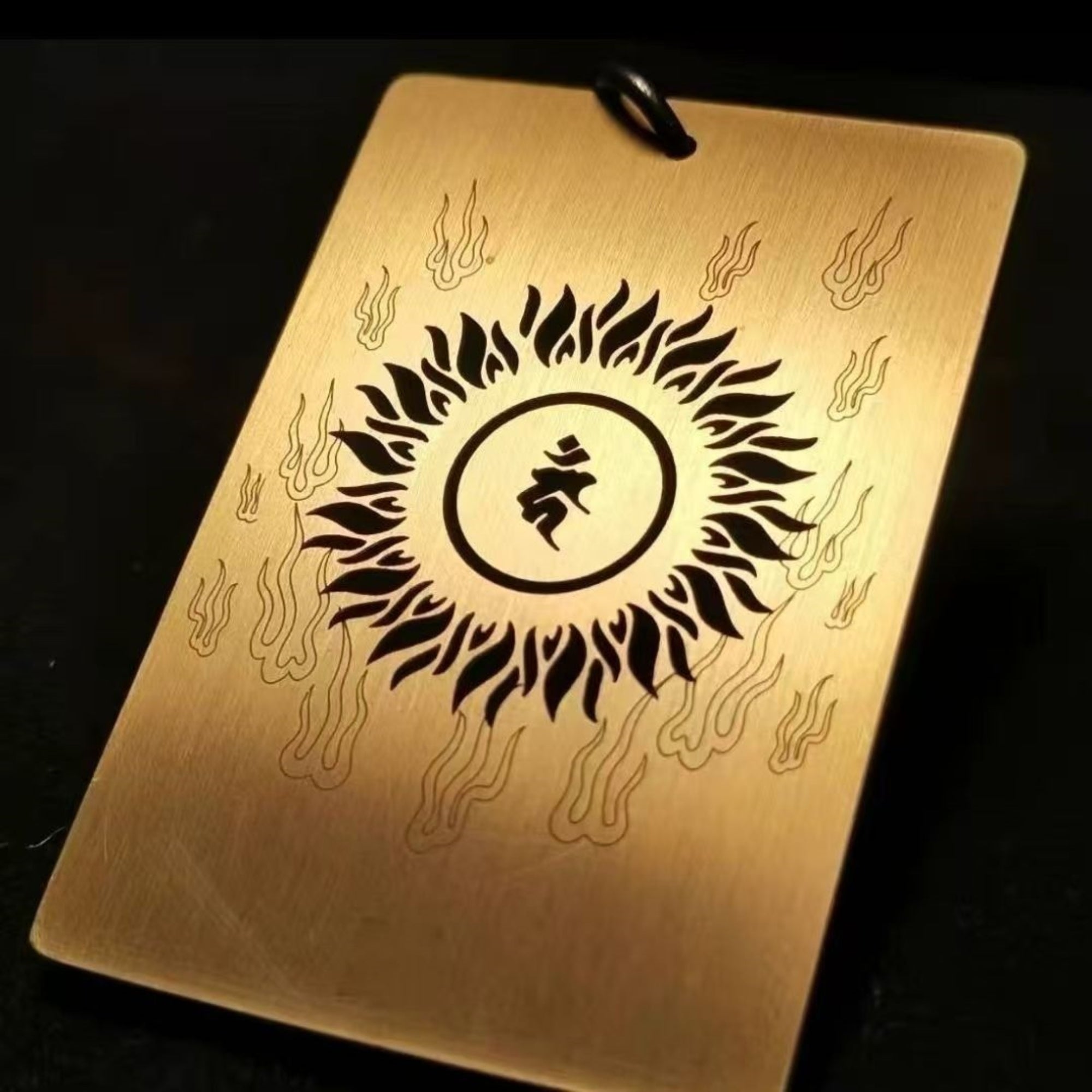 Tibetan Brass Fudō Myō-ō (Acala) Amulet Pendant Necklace