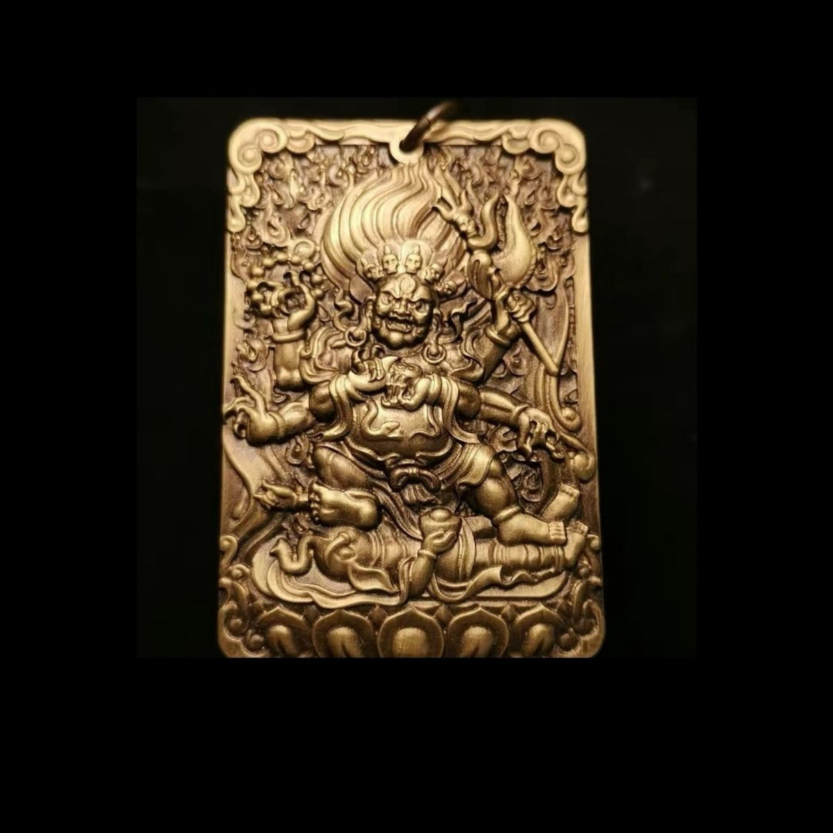 Tibetan Brass Mahakala Amulet Pendant