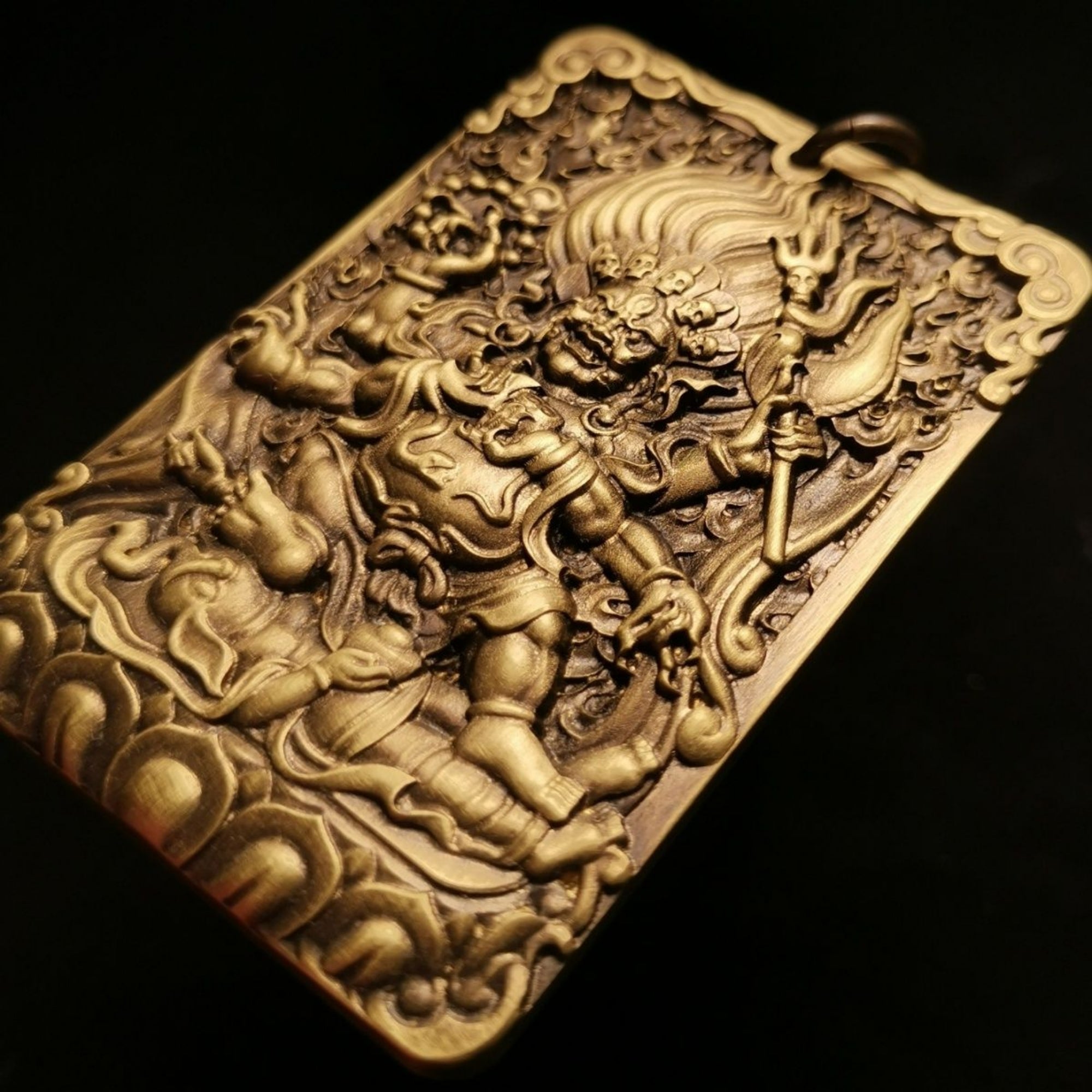 Tibetan Brass Mahakala Amulet Pendant