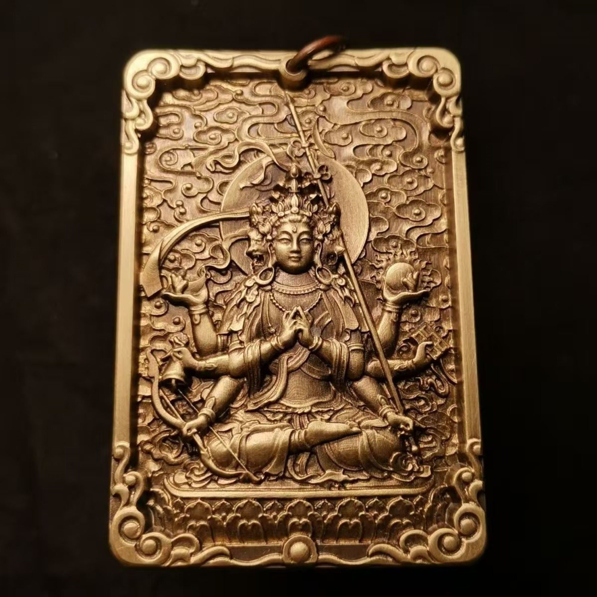 Tibetan Brass Marici (Marishi-Ten) Amulet Pendant Necklace