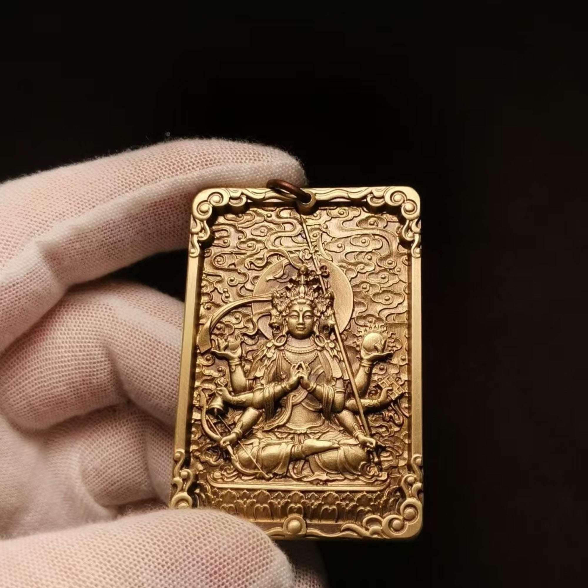 Tibetan Brass Marici (Marishi-Ten) Amulet Pendant Necklace