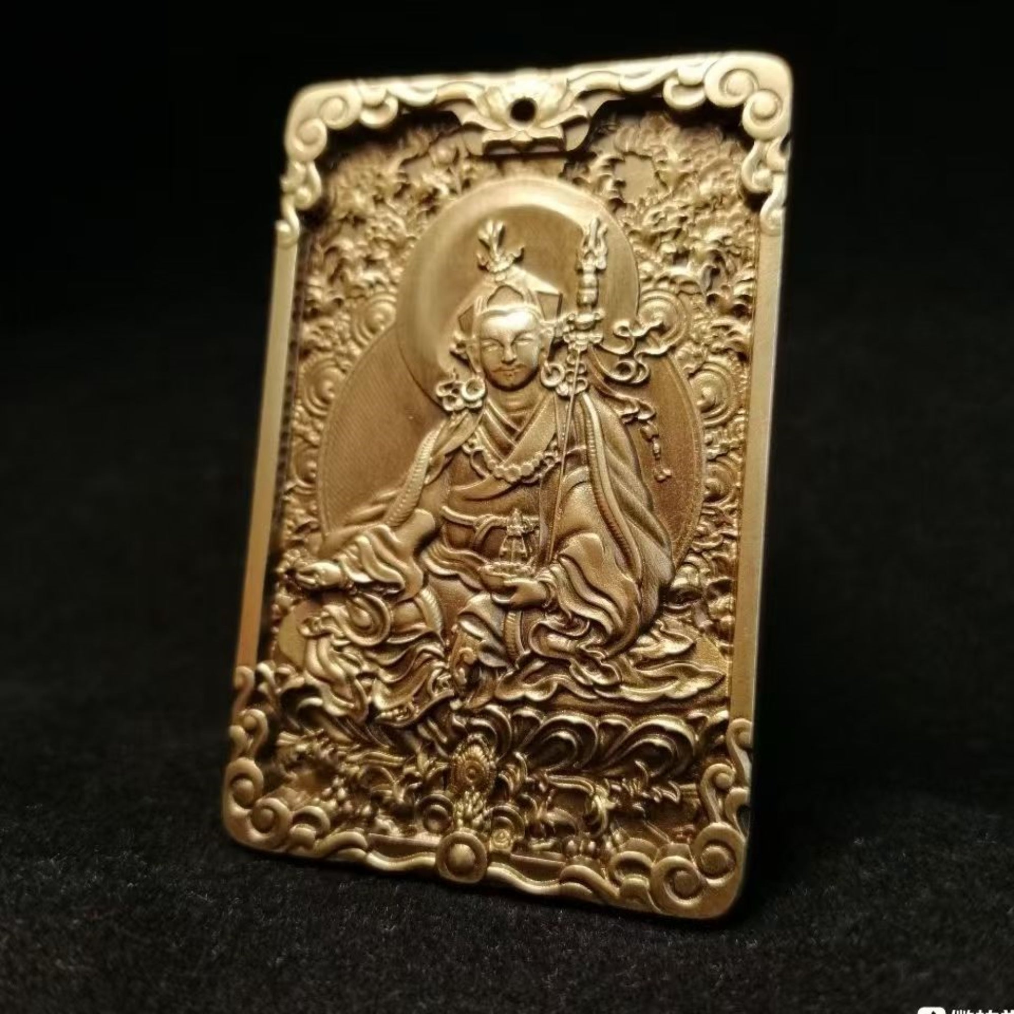 Tibetan Brass Padmasambhava (Guru Rinpoche) Amulet Pendant Necklace