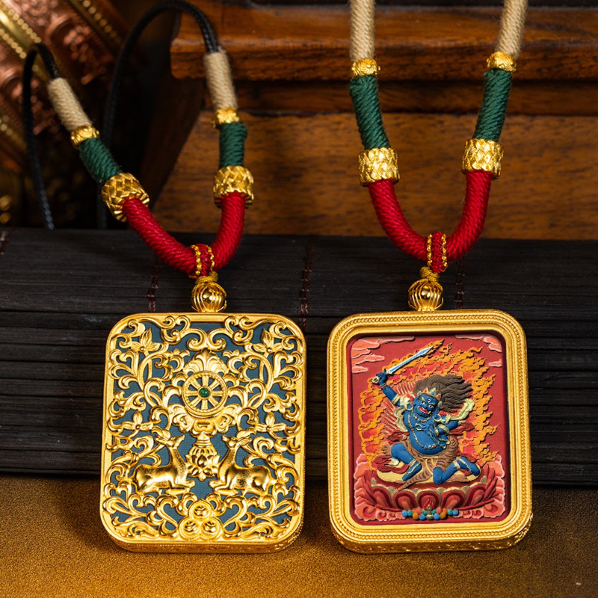 Tibetan Buddha Thangka Pendant Necklace