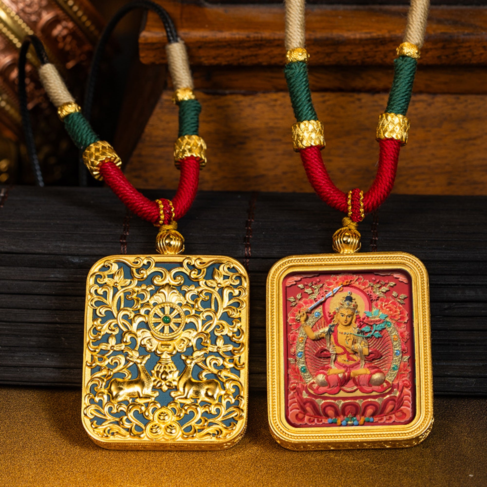 Tibetan Buddha Thangka Pendant Necklace